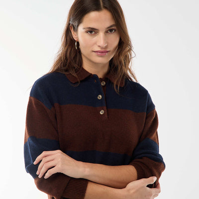 Pull en maille grosse jauge avec un col polo MARRON