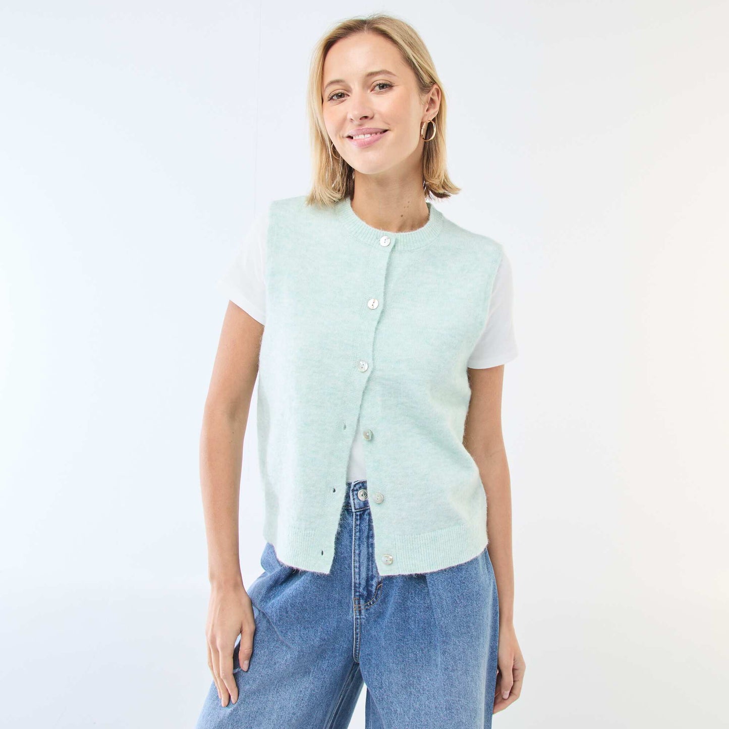 Gilet sans manches uni VERT