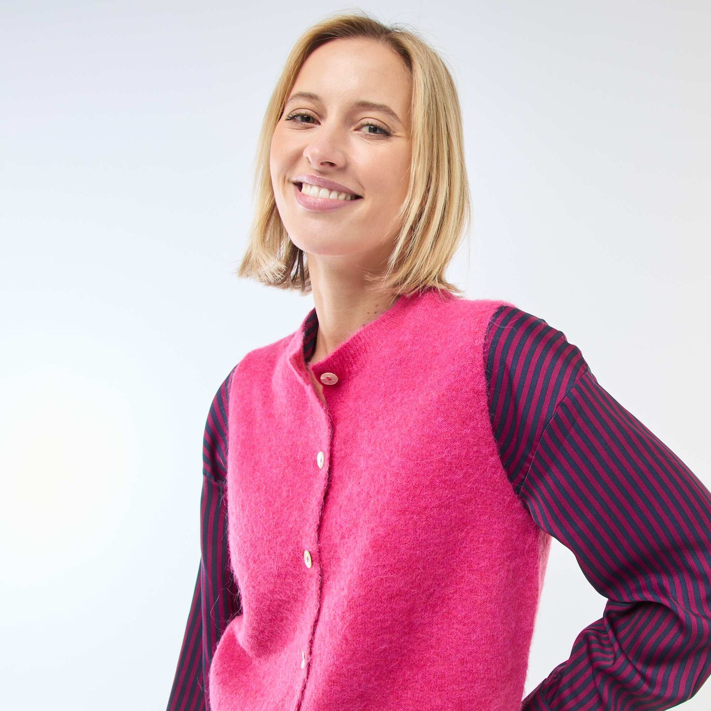 Gilet sans manches uni ROSE