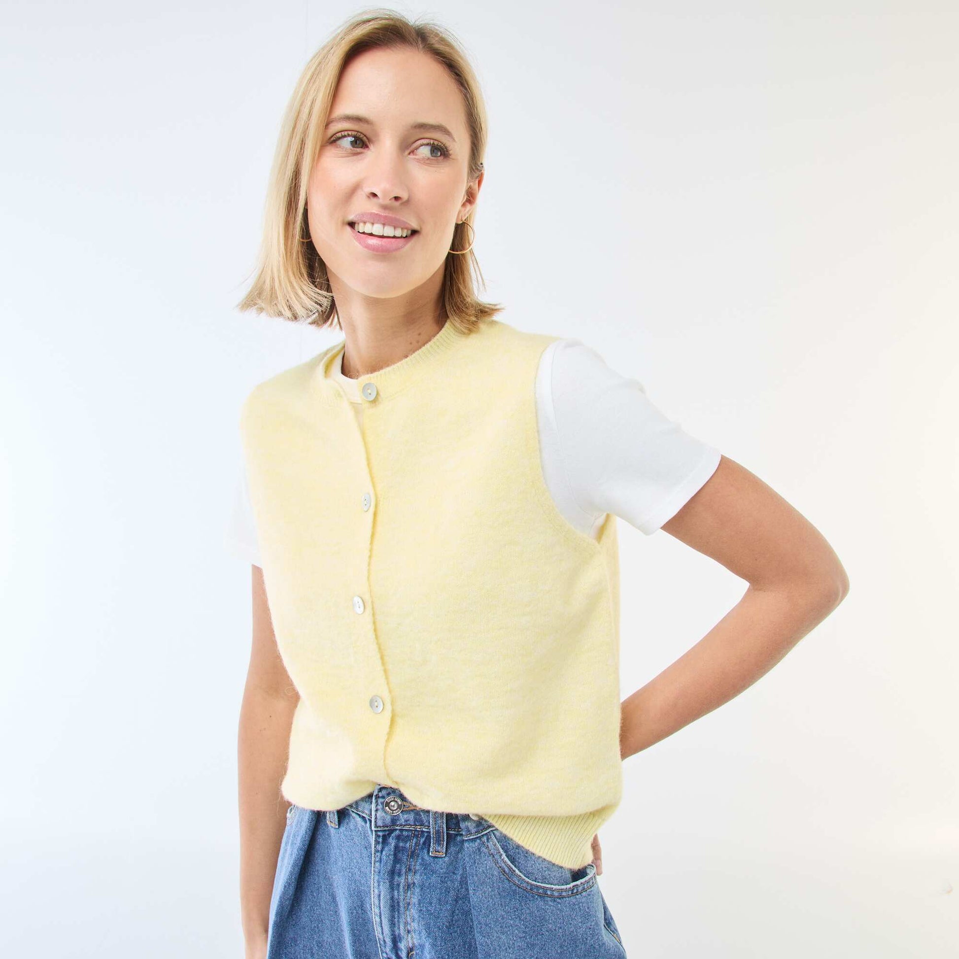 Gilet sans manches uni JAUNE