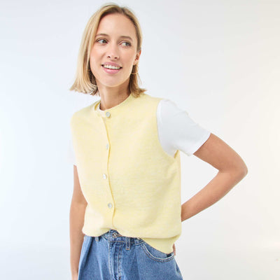 Gilet sans manches uni JAUNE