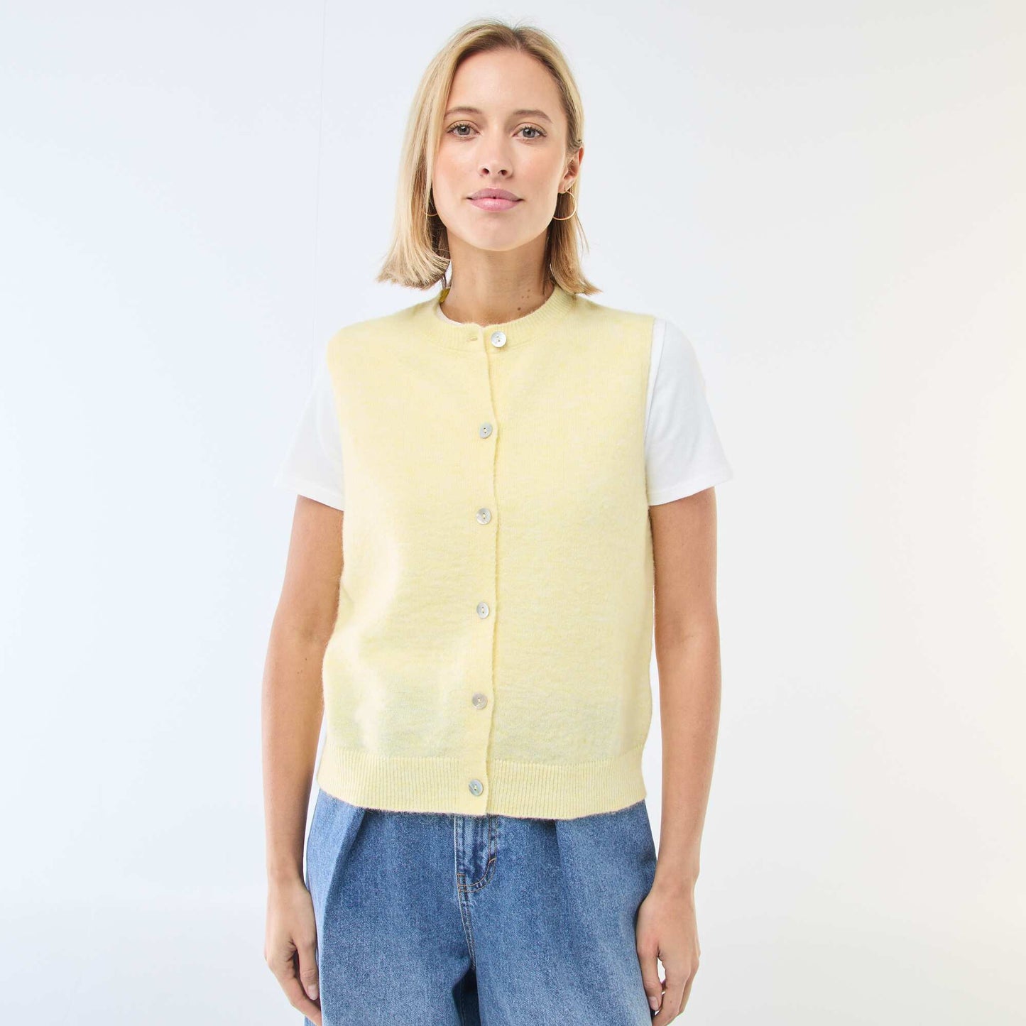 Gilet sans manches uni JAUNE