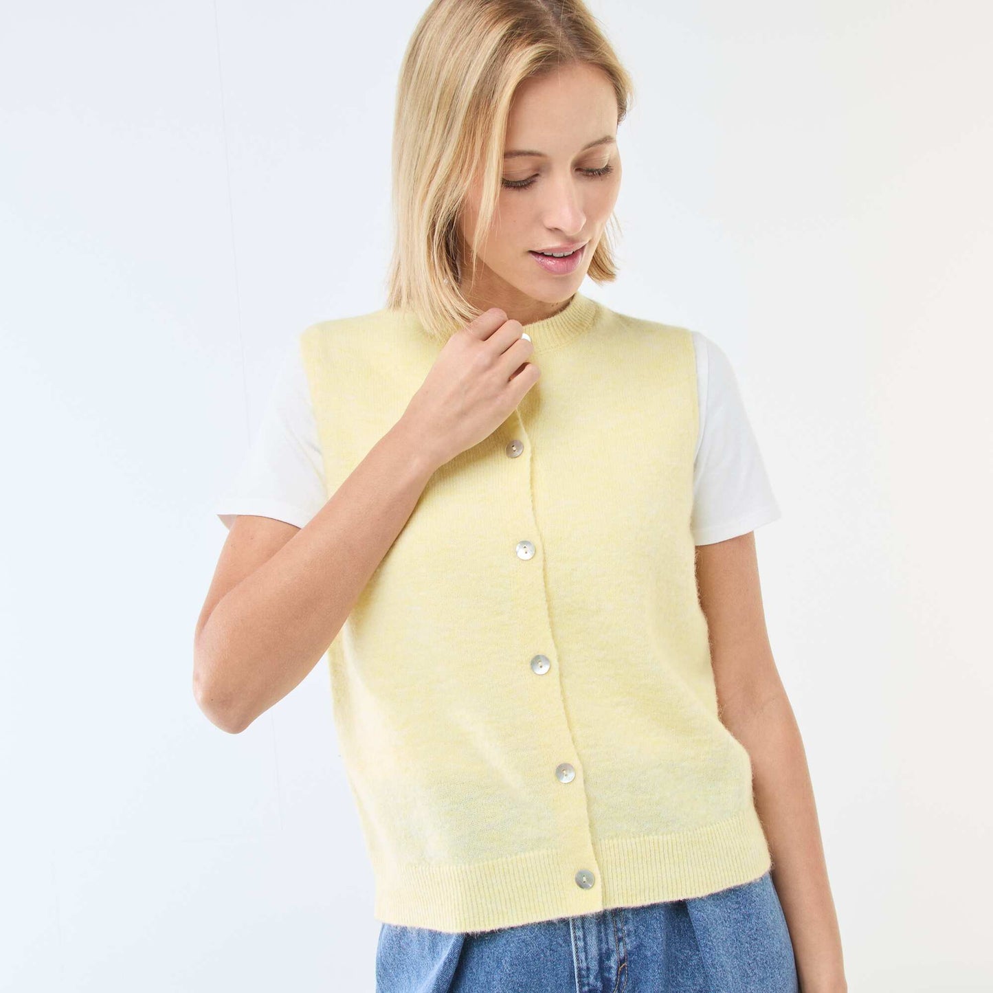 Gilet sans manches uni JAUNE