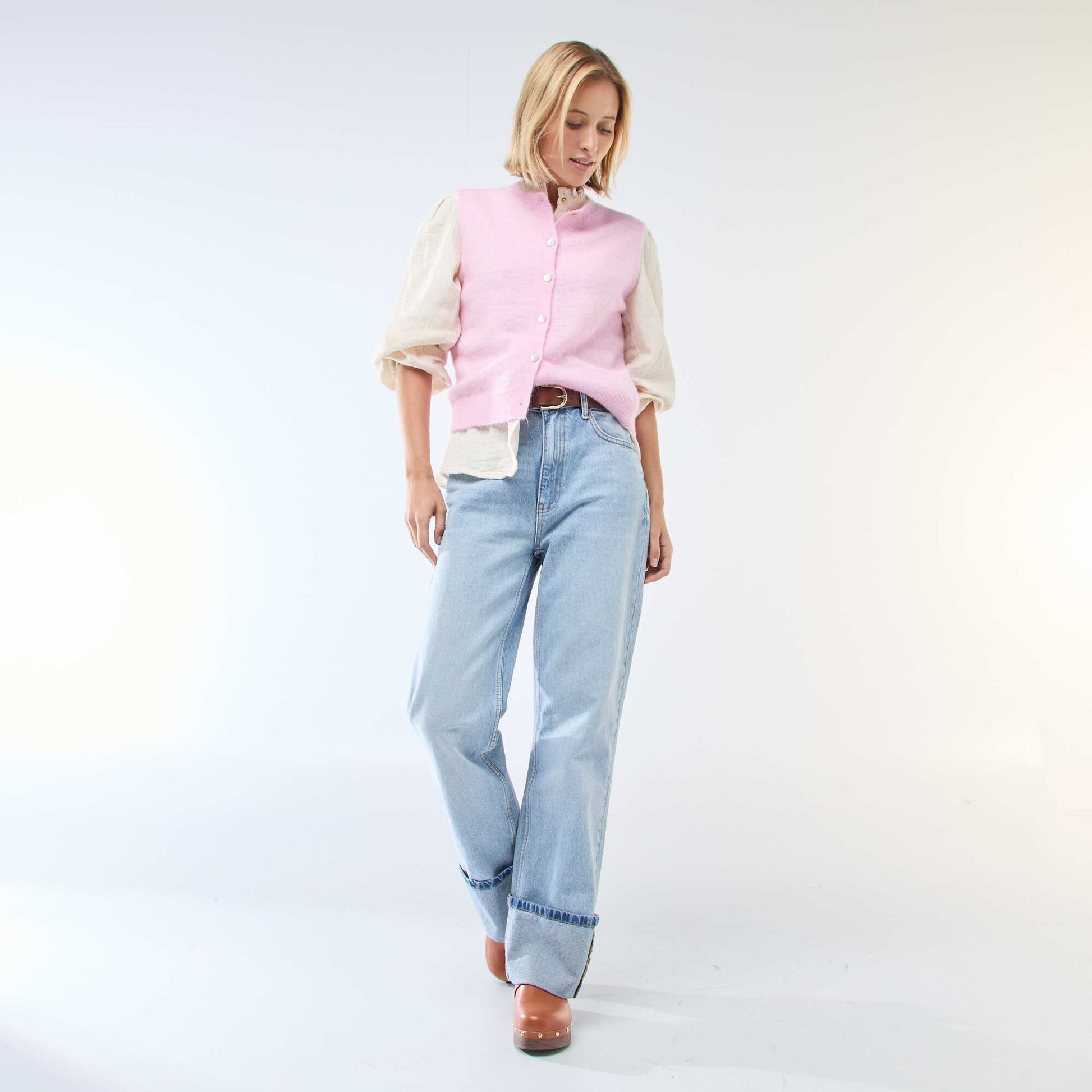 Gilet sans manches uni ROSE