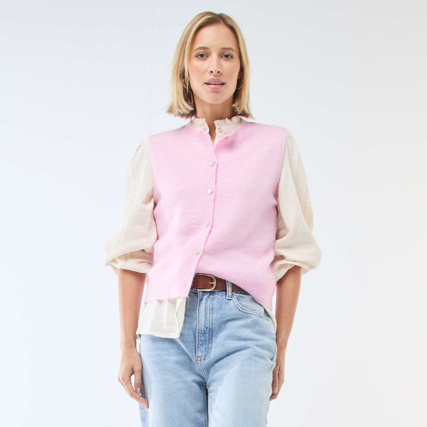 Gilet sans manches uni ROSE
