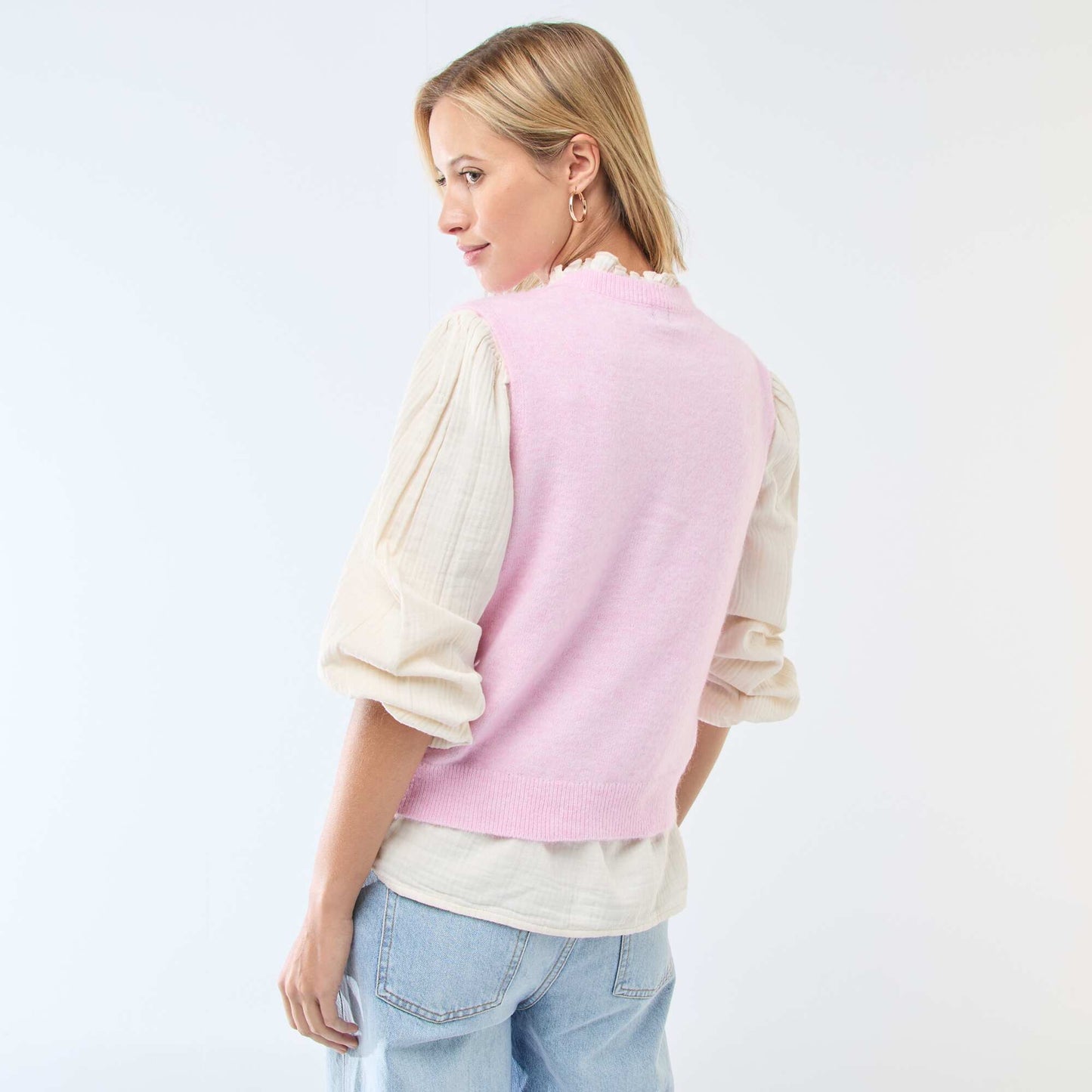 Gilet sans manches uni ROSE