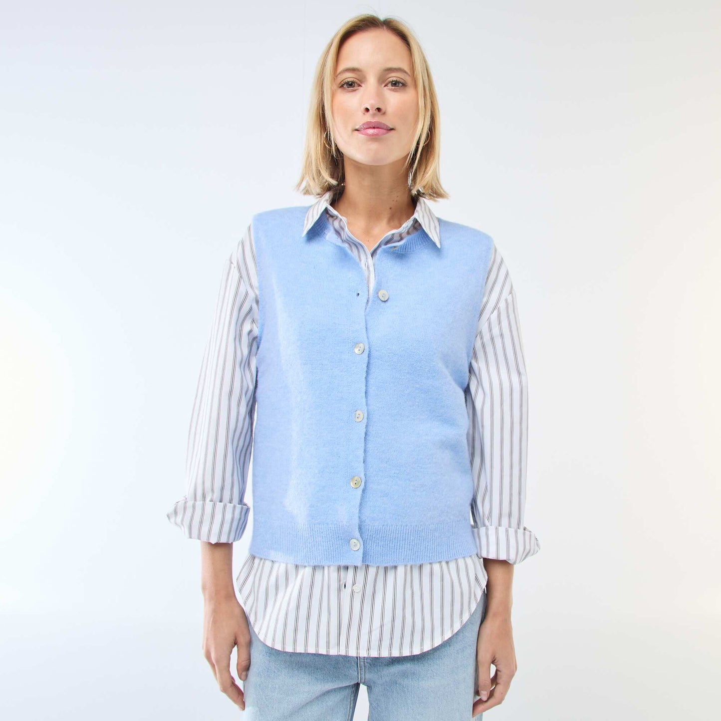 Gilet sans manches uni BLEU