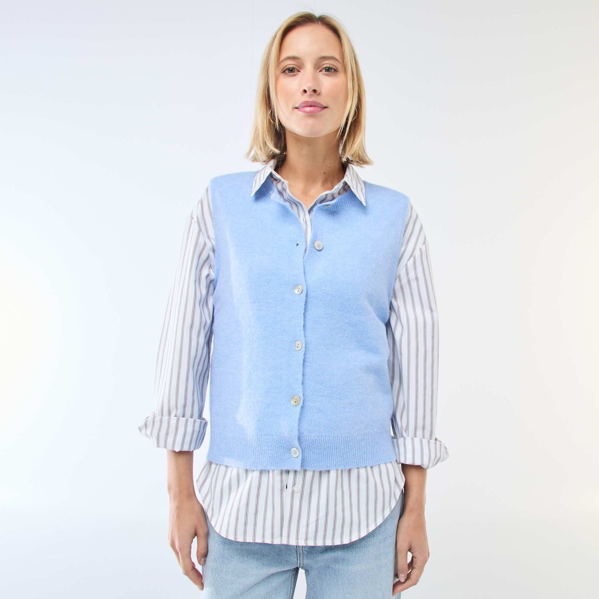 Gilet sans manches uni BLEU