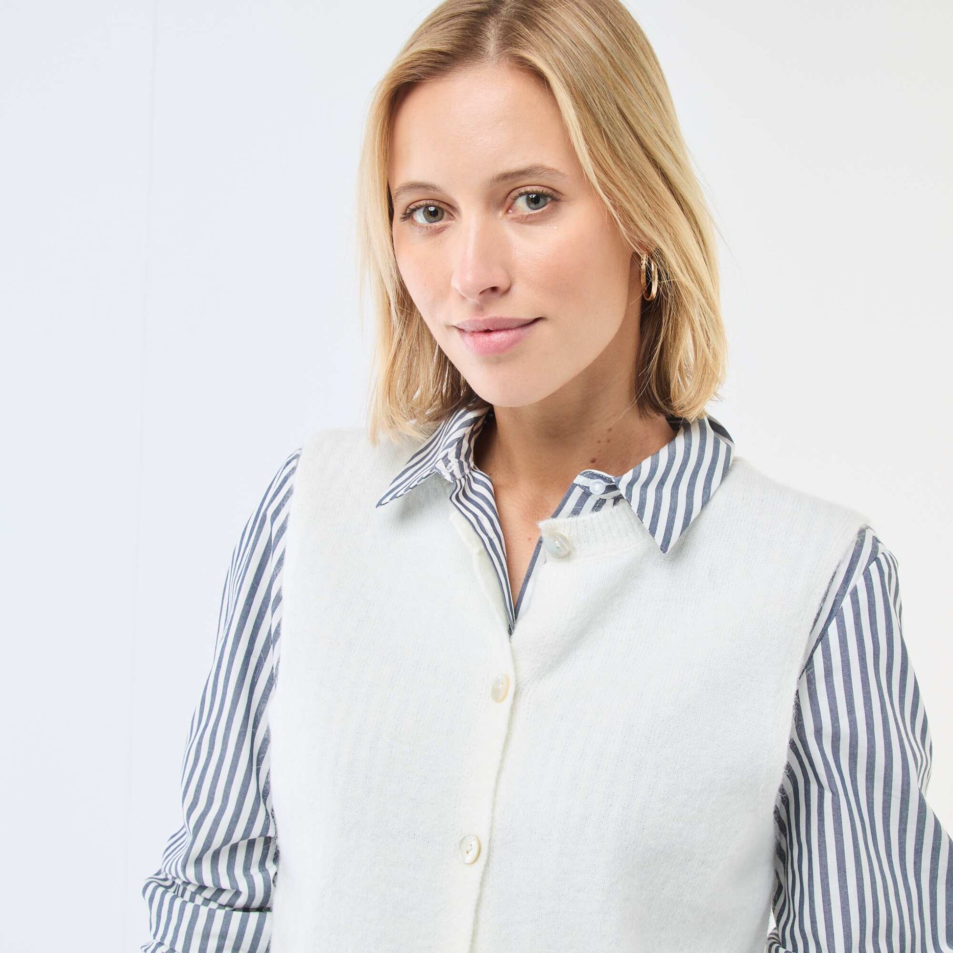 Gilet sans manches uni BEIGE