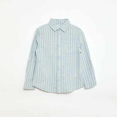 Chemise avec poche et manches retroussables BLEU