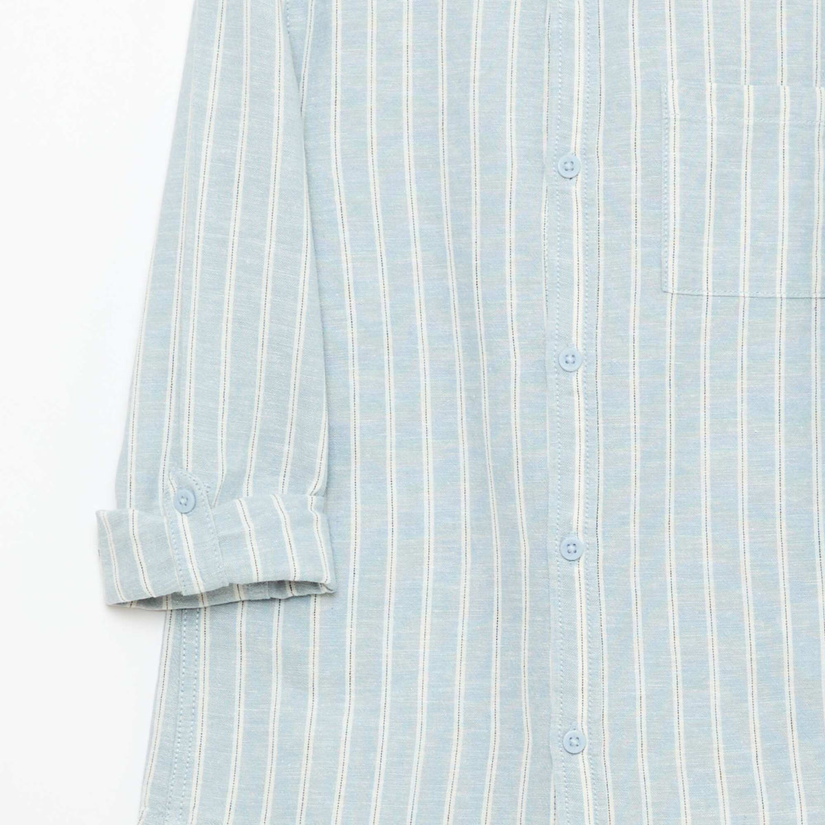 Chemise avec poche et manches retroussables BLEU