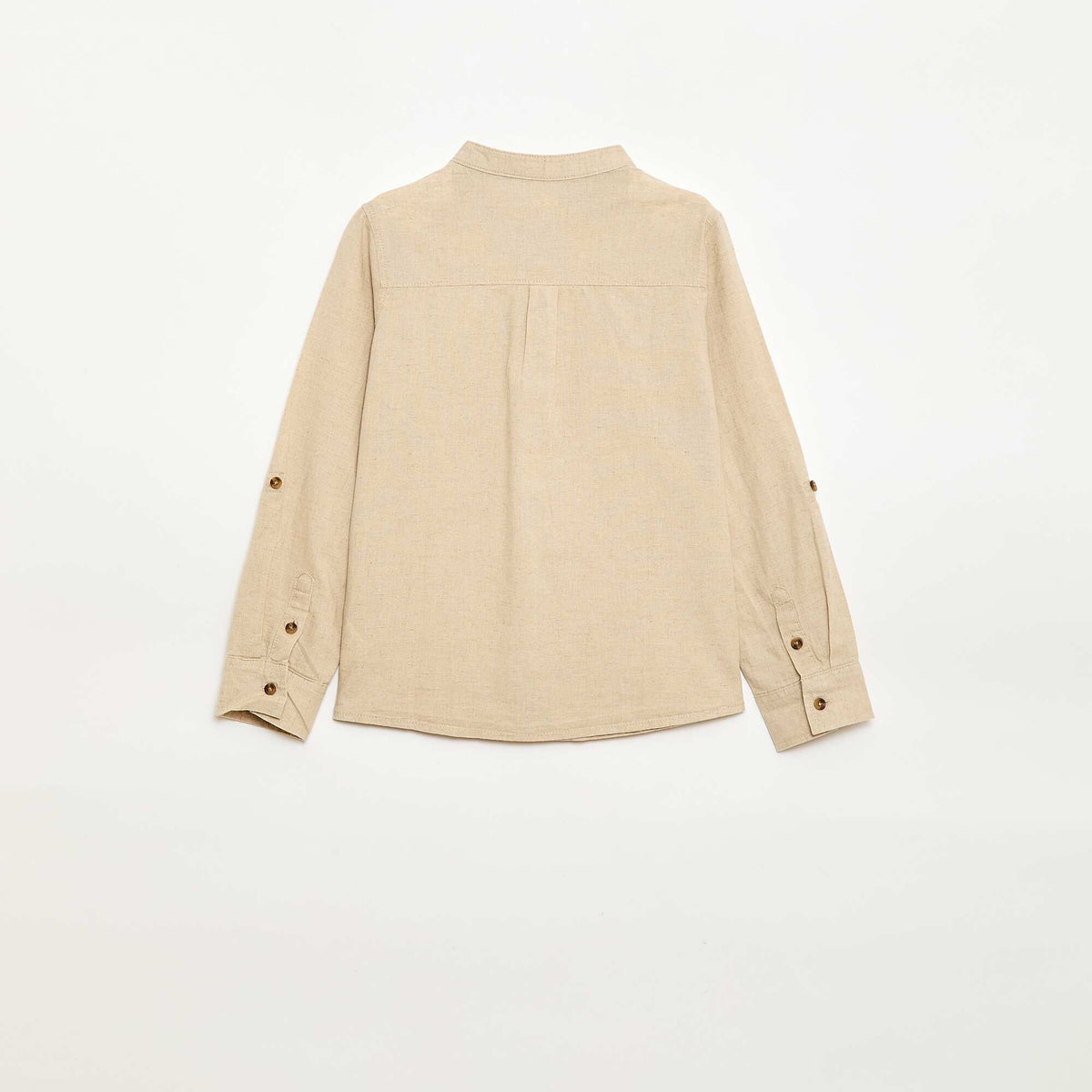 Chemise à manches longues en lin et coton BEIGE