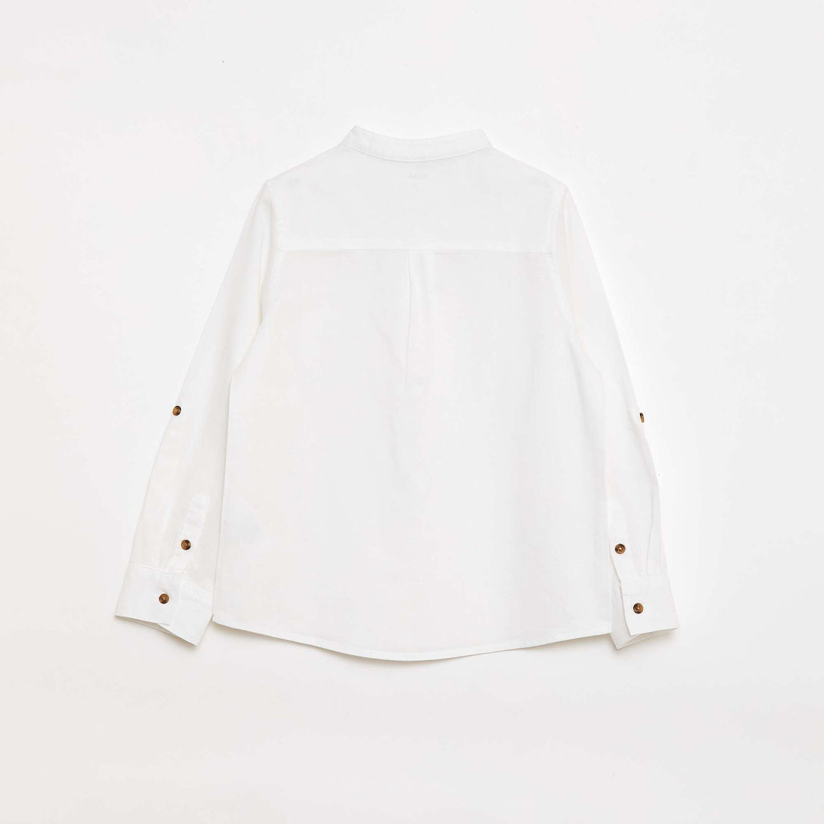 Chemise à manches longues en lin et coton BLANC