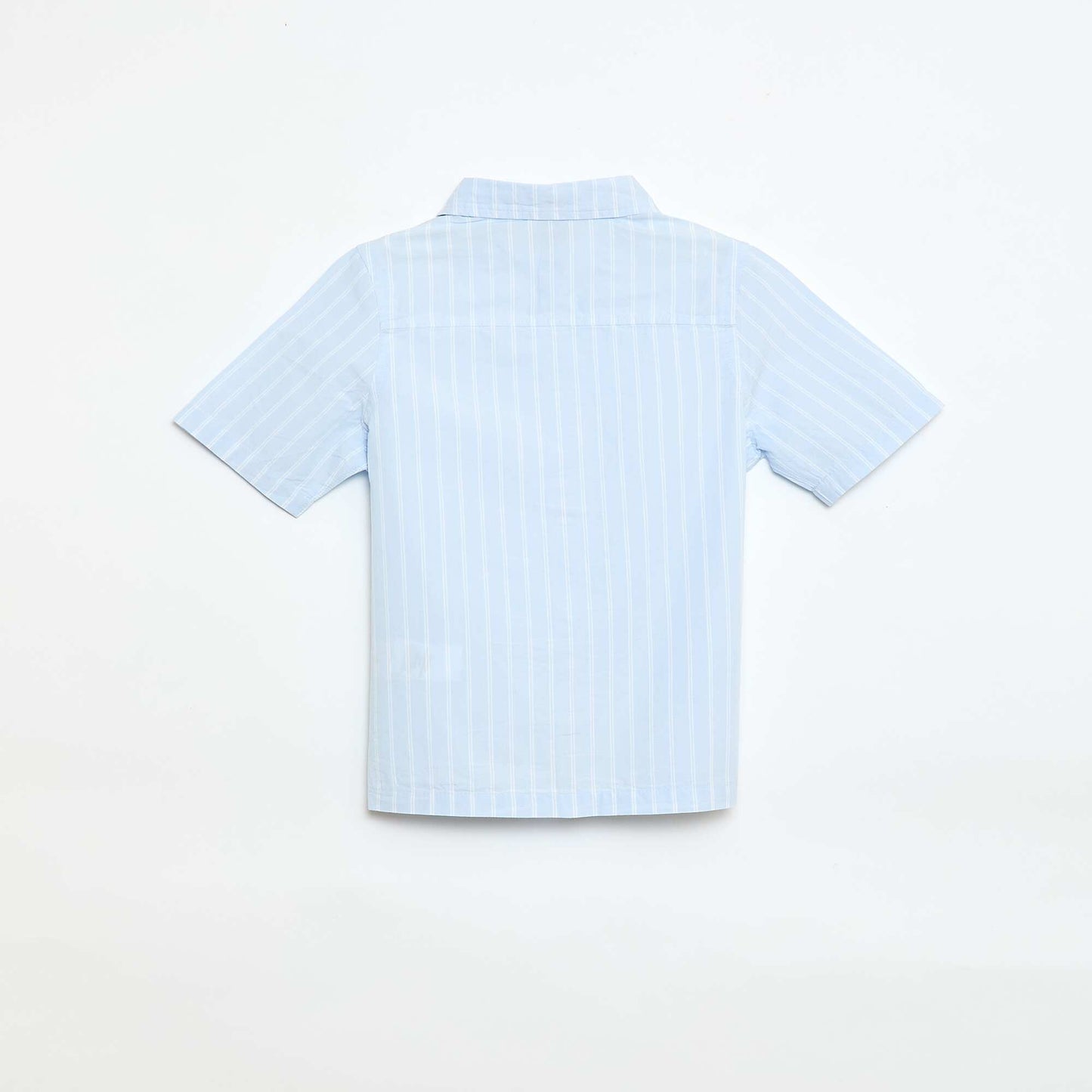 Chemise à rayures manches courtes en coton BLEU