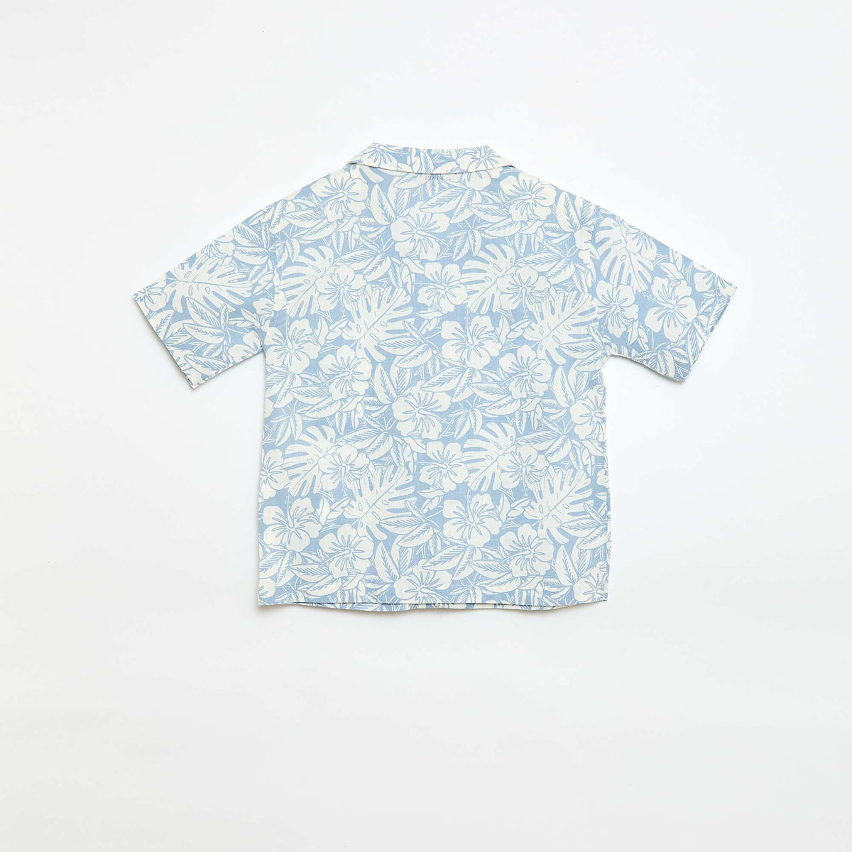 Chemise regular manches courtes en coton BLEU