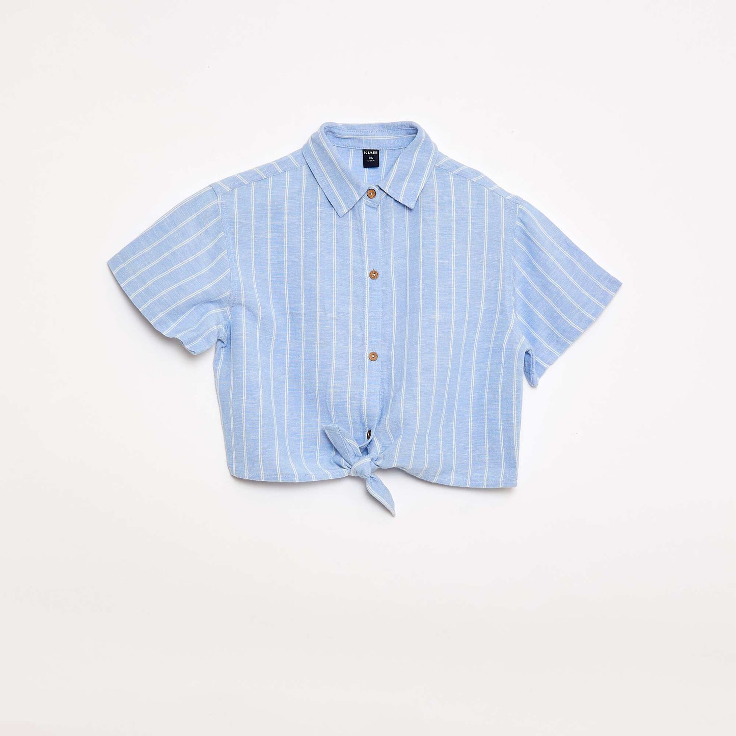 Chemise à manches courtes en lin mélangé BLEU