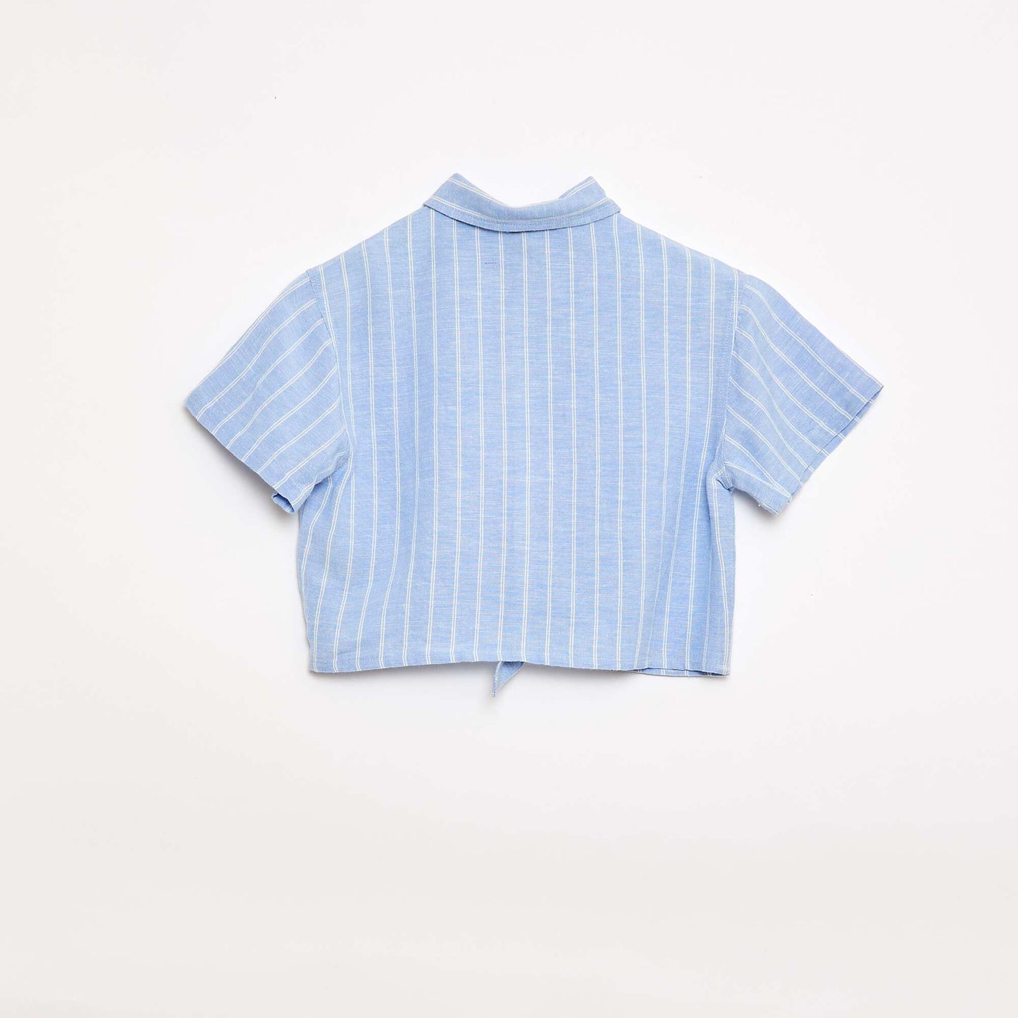 Chemise à manches courtes en lin mélangé BLEU