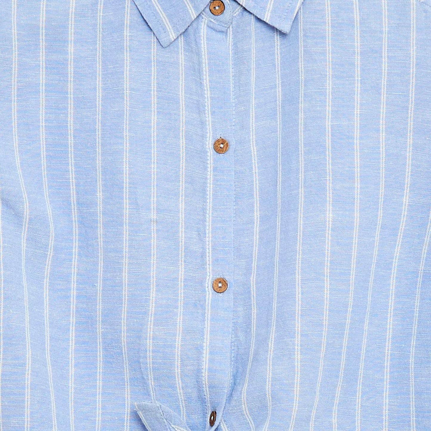 Chemise à manches courtes en lin mélangé BLEU