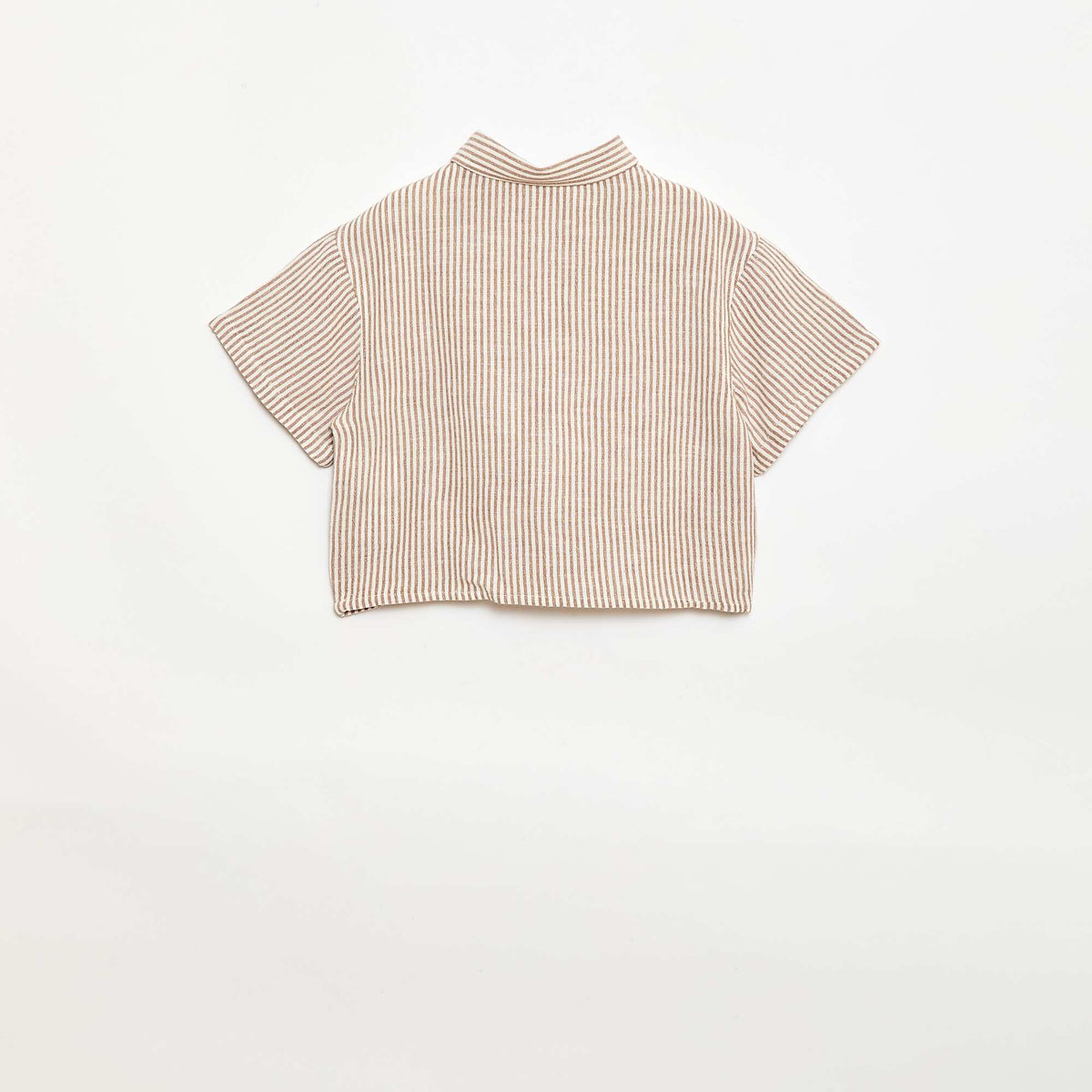 Chemise à manches courtes en lin mélangé BEIGE