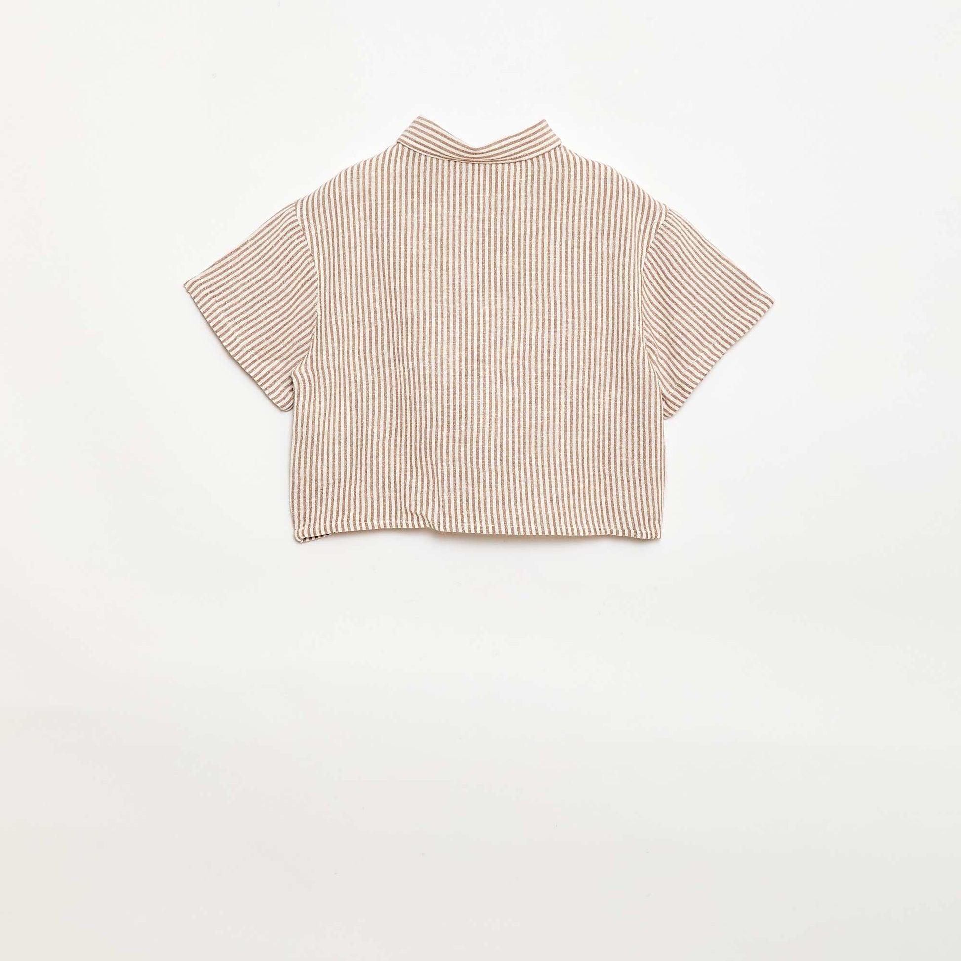 Chemise à manches courtes en lin mélangé BEIGE