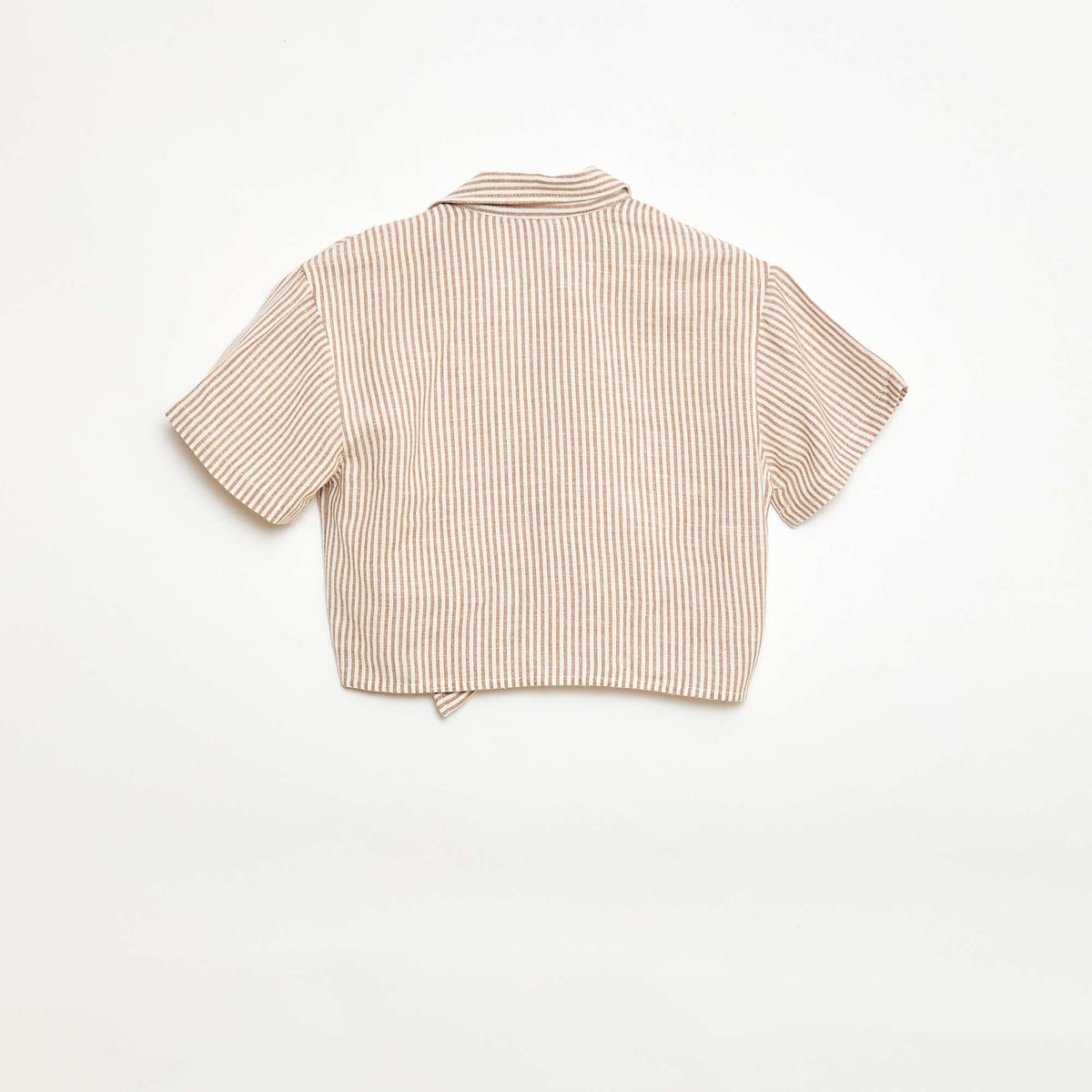 Chemise à manches courtes en lin mélangé BEIGE
