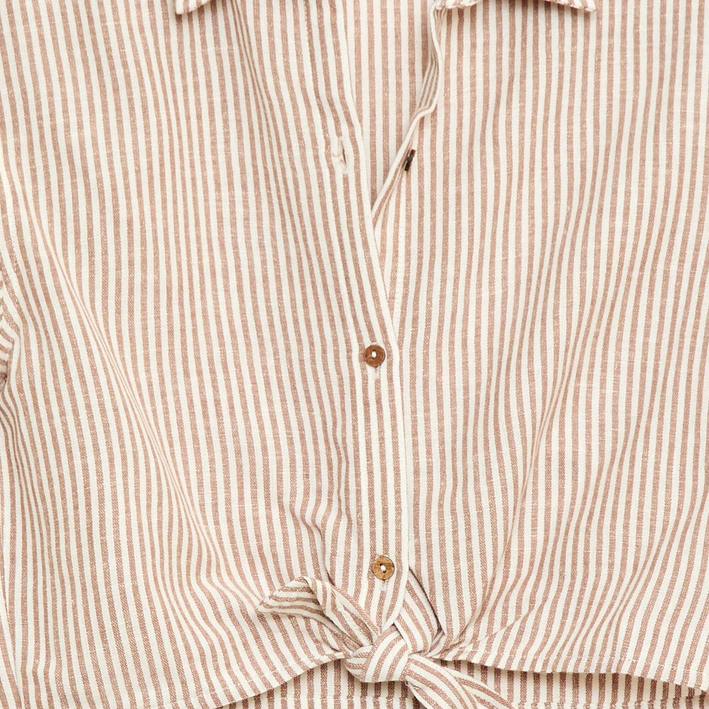 Chemise à manches courtes en lin mélangé BEIGE