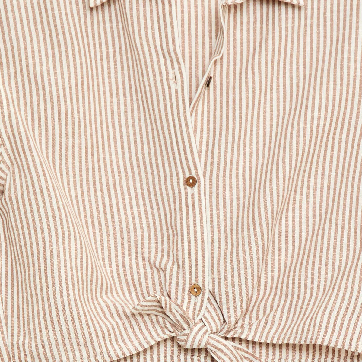 Chemise à manches courtes en lin mélangé BEIGE