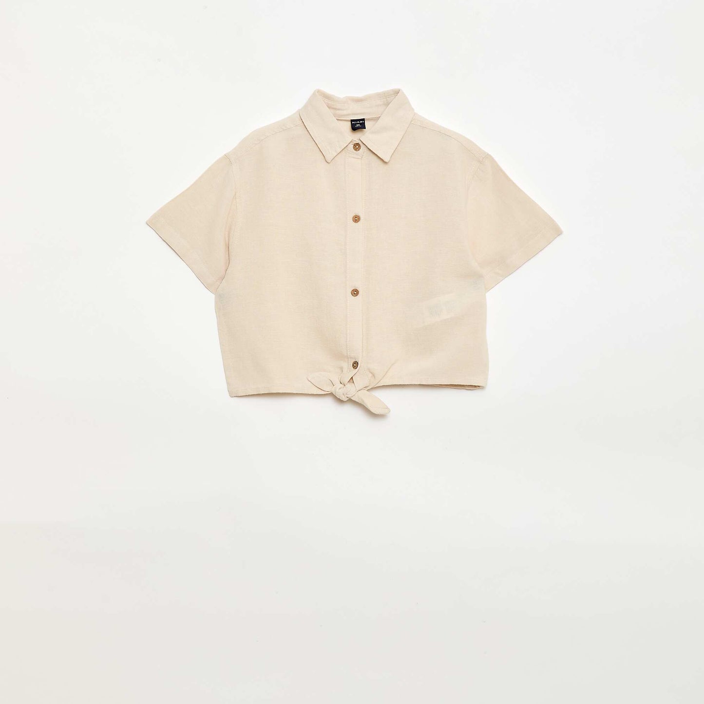 Chemise à manches courtes en lin mélangé BLANC