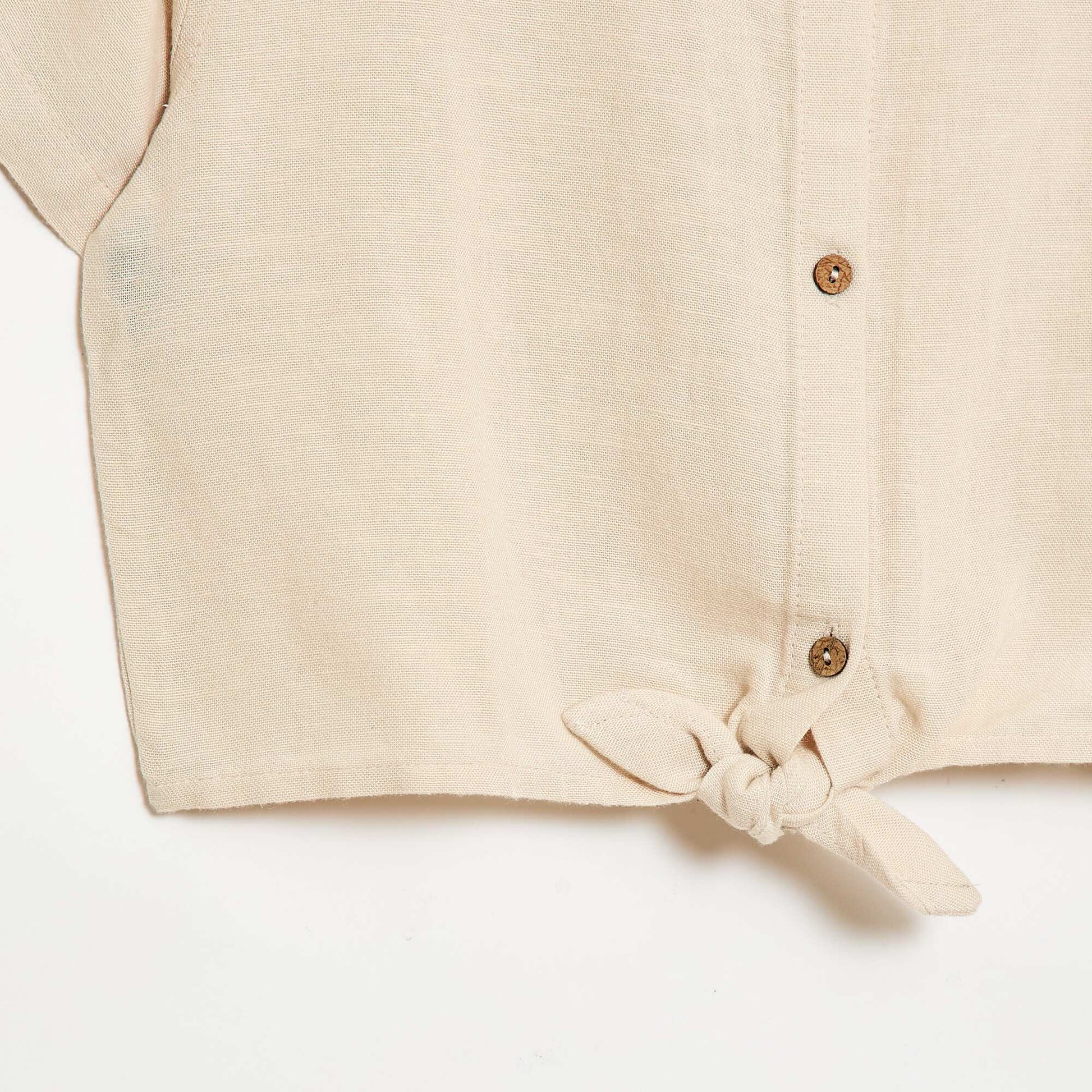 Chemise à manches courtes en lin mélangé BLANC
