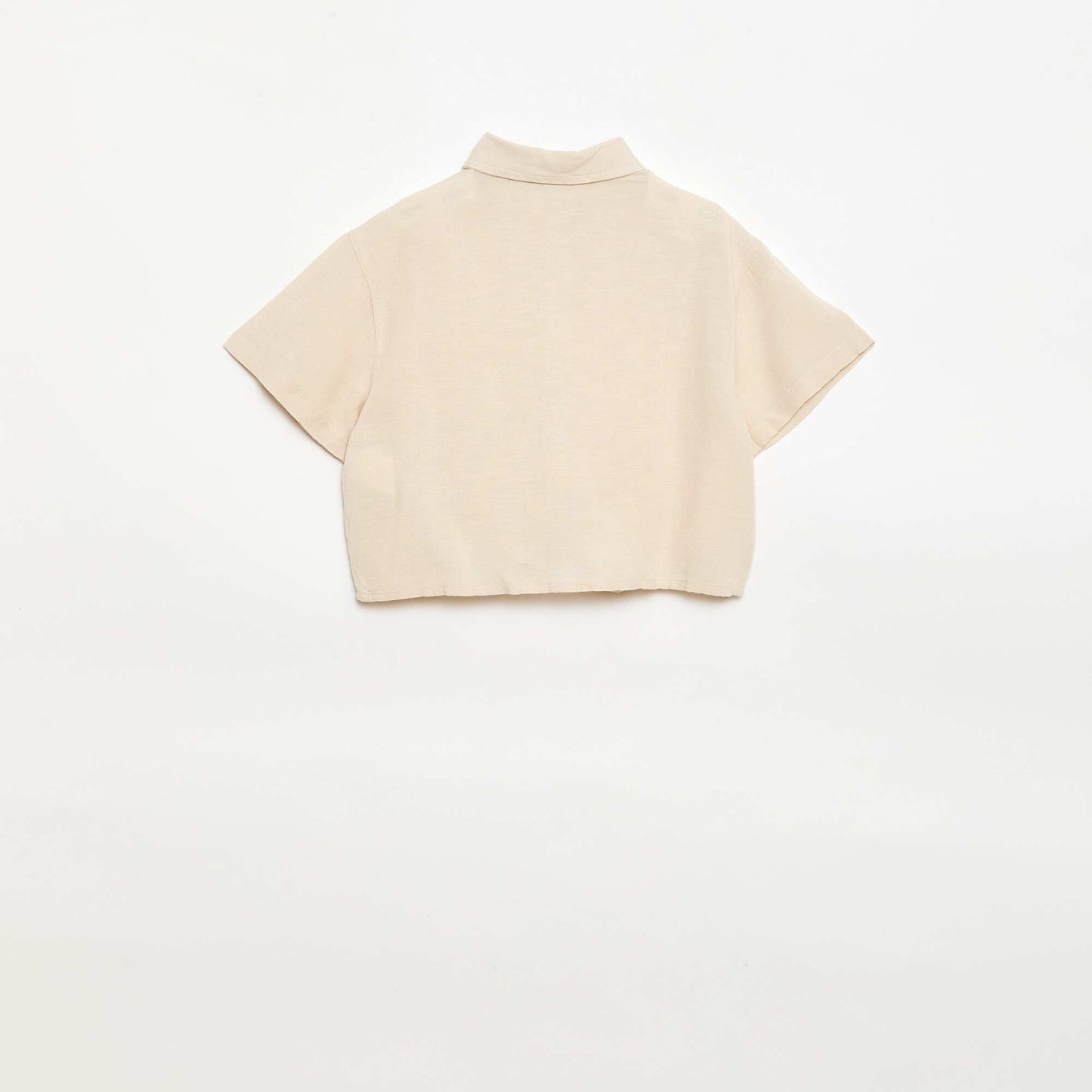 Chemise à manches courtes en lin mélangé BLANC