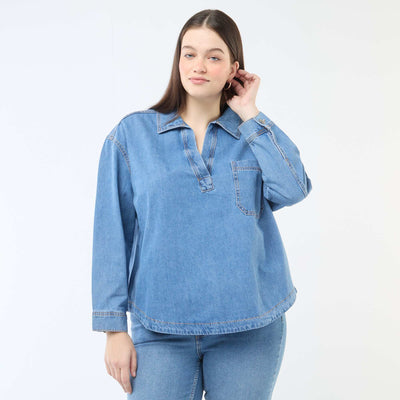 Blouse droite en denim BLEU