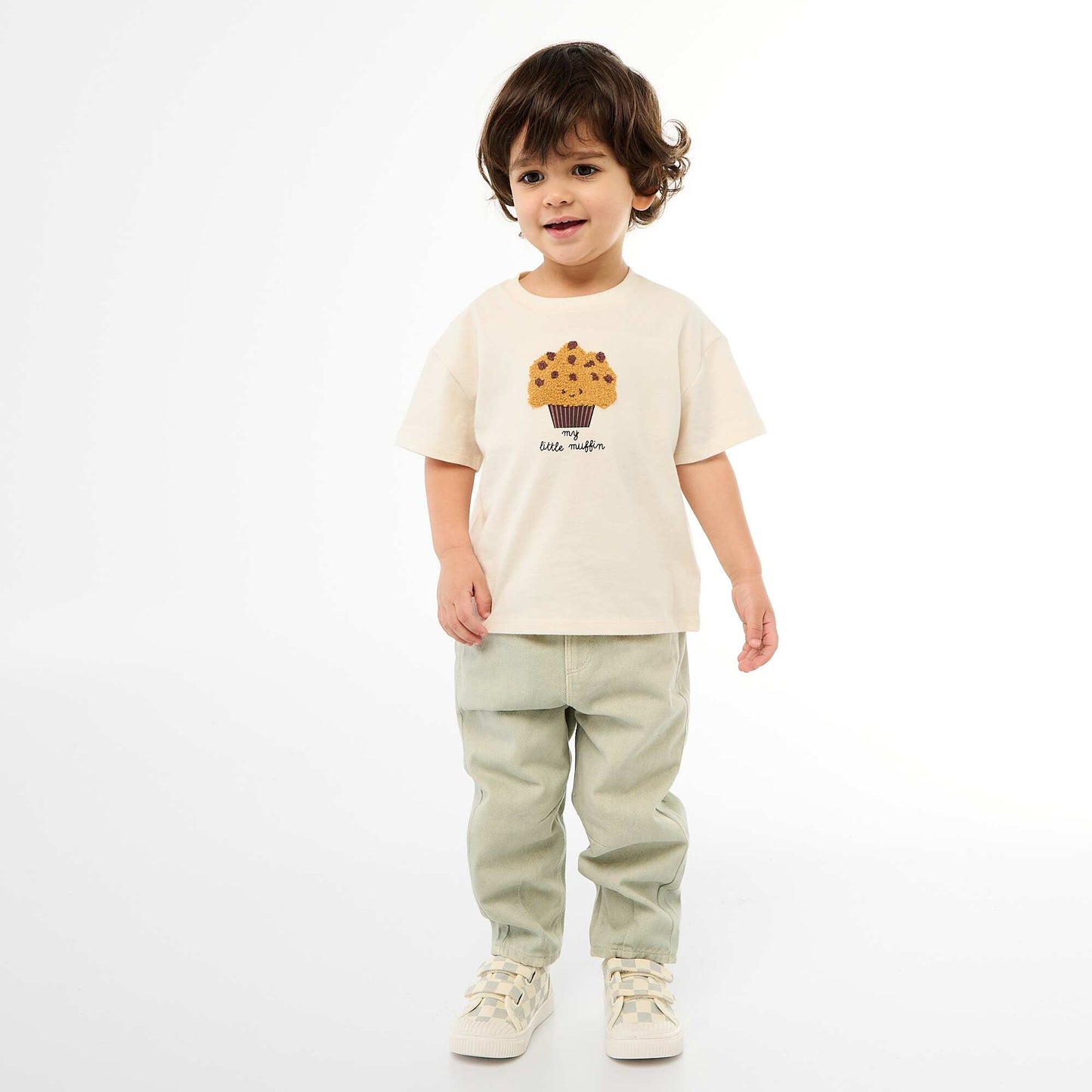T-shirt en jersey manches courtes avec poche poitrine imprimé BLANC