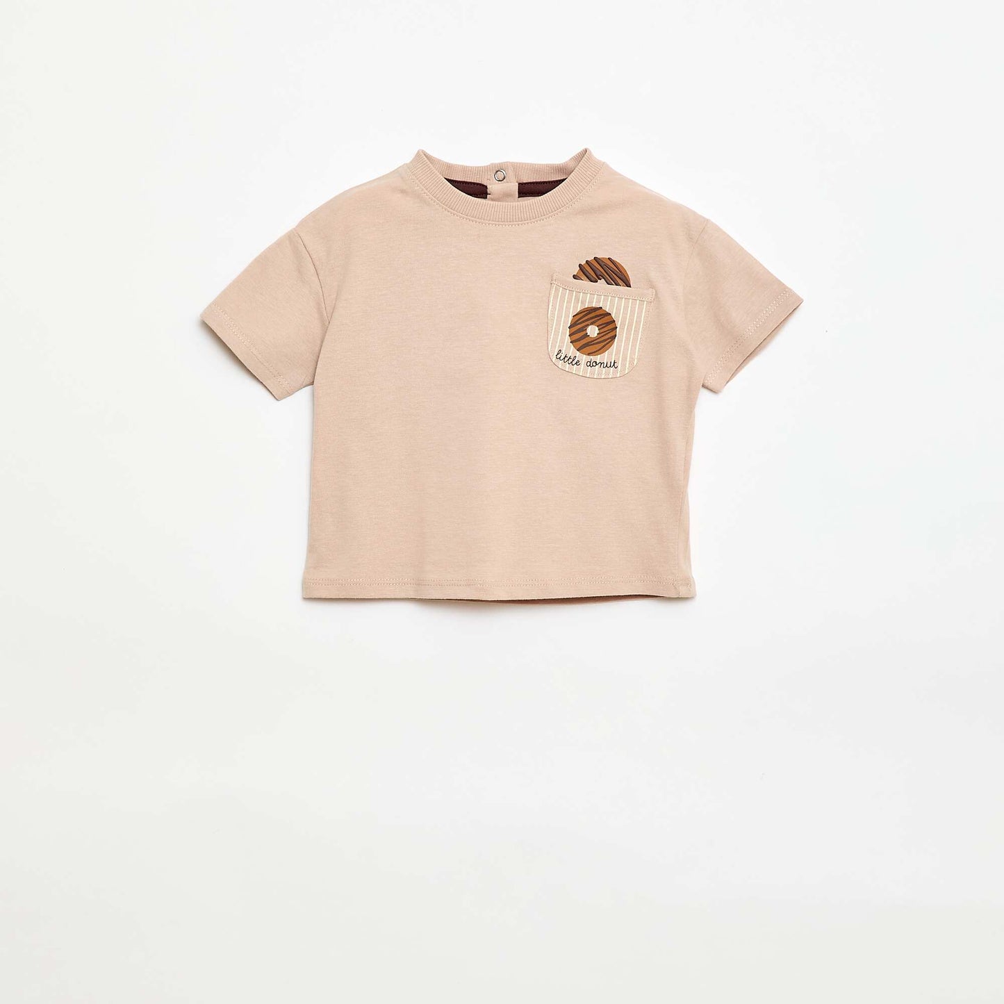 T-shirt en jersey manches courtes avec poche poitrine imprimé BEIGE
