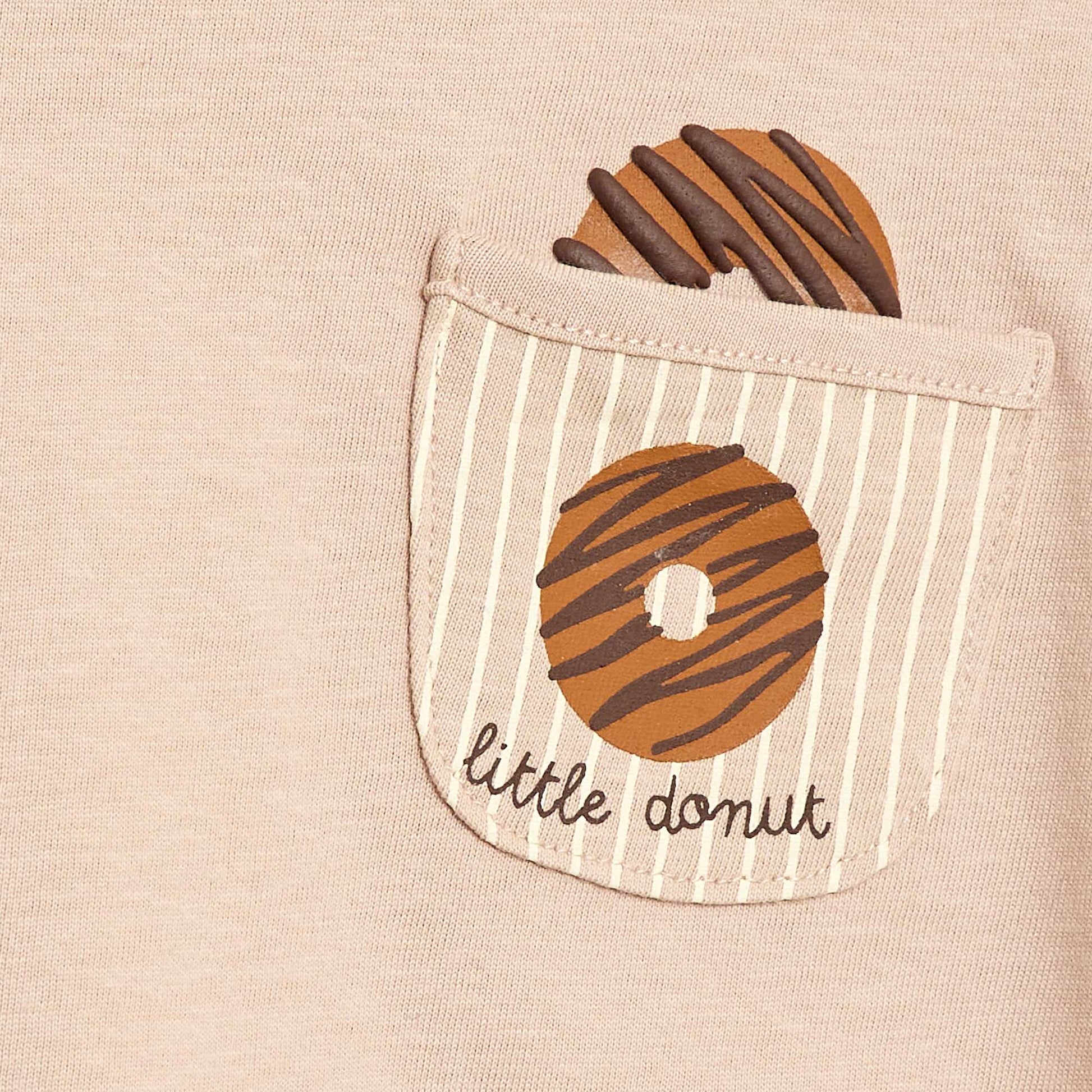 T-shirt en jersey manches courtes avec poche poitrine imprimé BEIGE