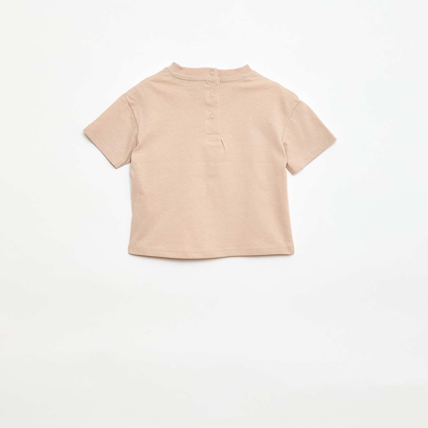 T-shirt en jersey manches courtes avec poche poitrine imprimé BEIGE