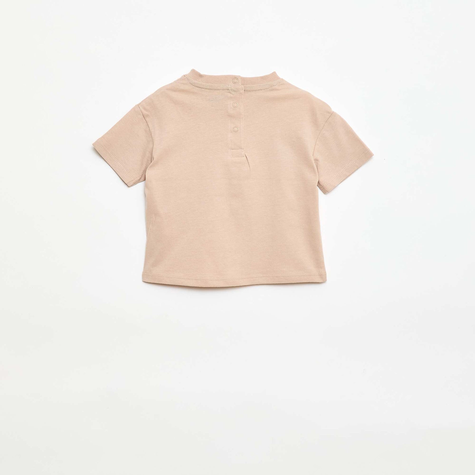 T-shirt en jersey manches courtes avec poche poitrine imprimé BEIGE