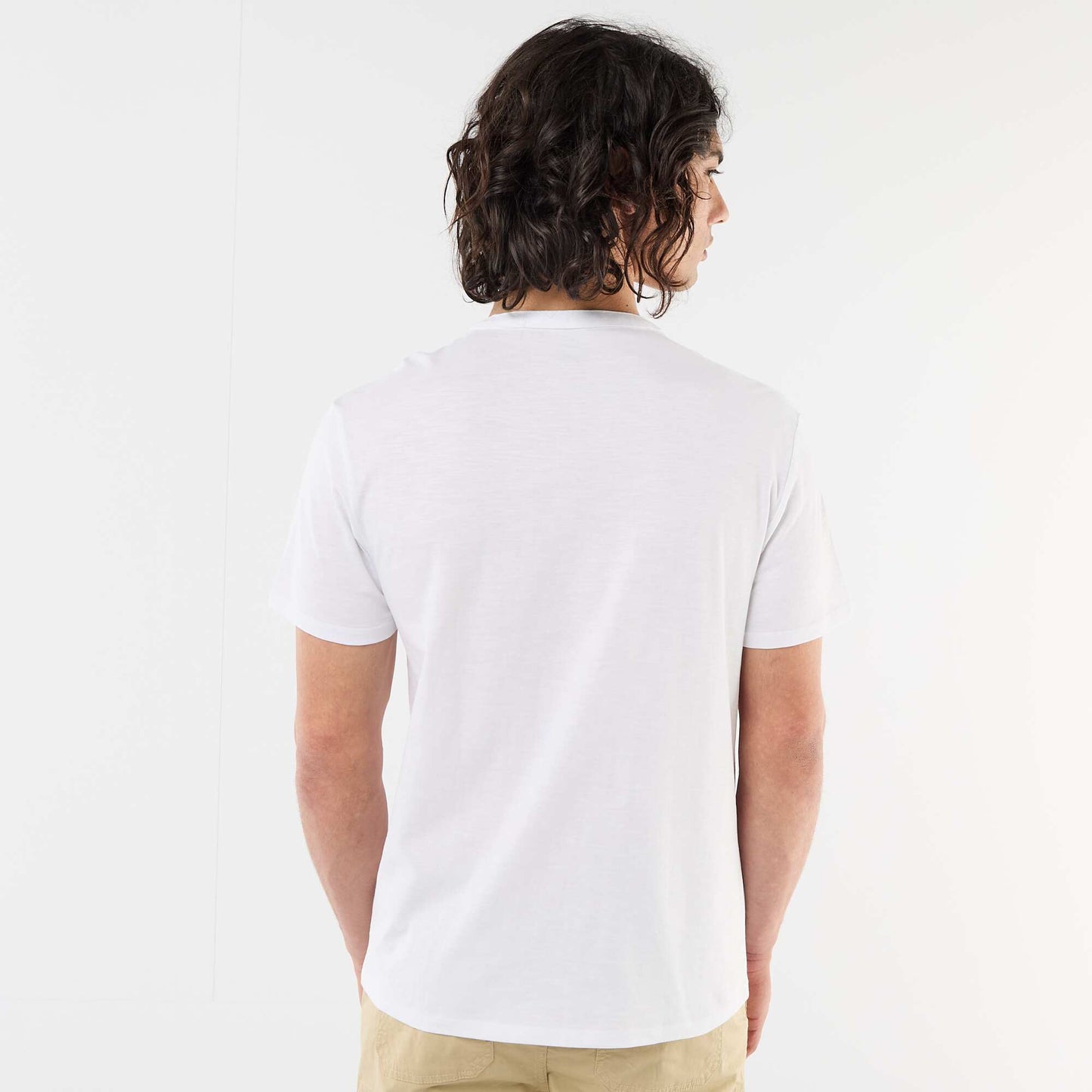 T-shirt manches courtes à col tunisien BLANC