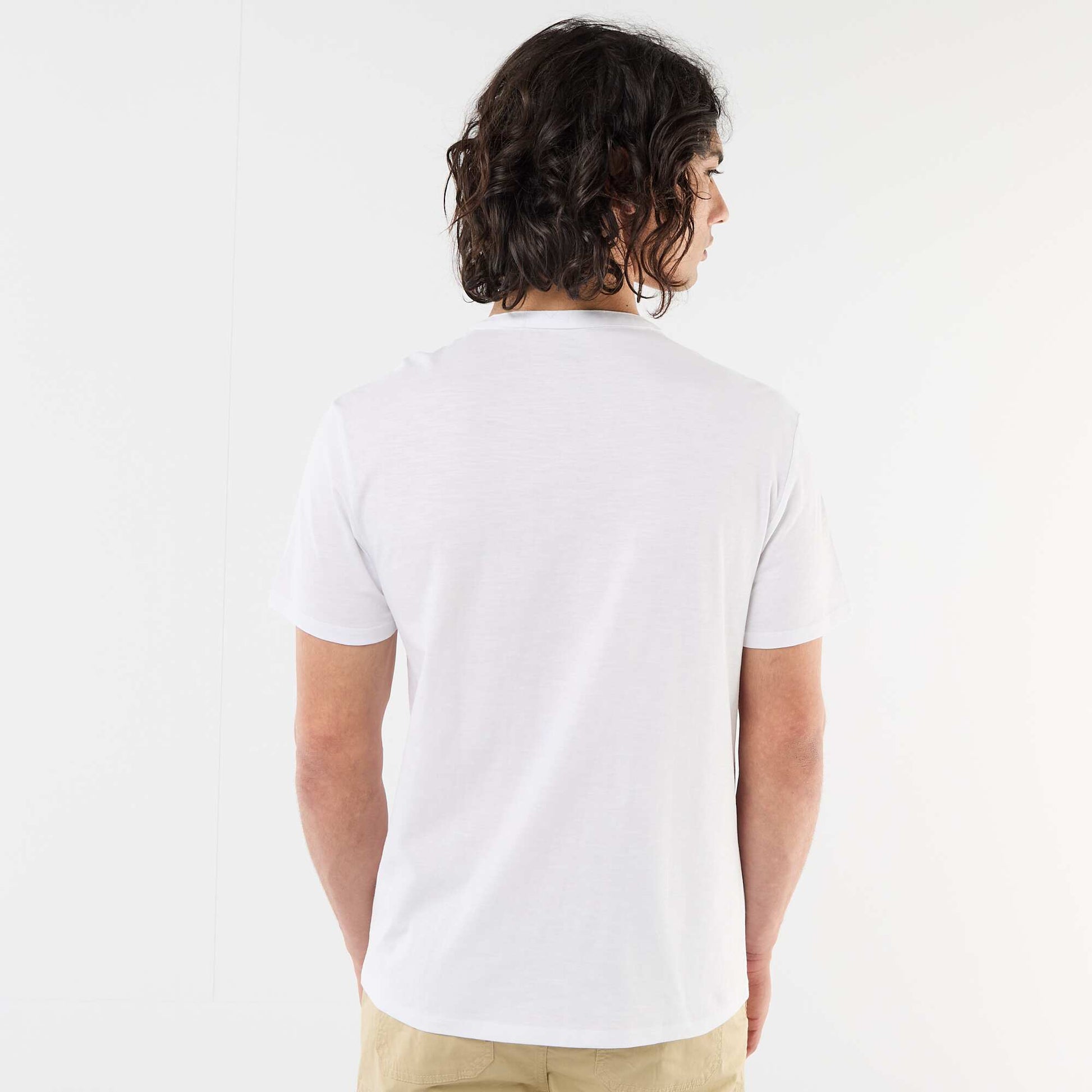 T-shirt manches courtes à col tunisien BLANC