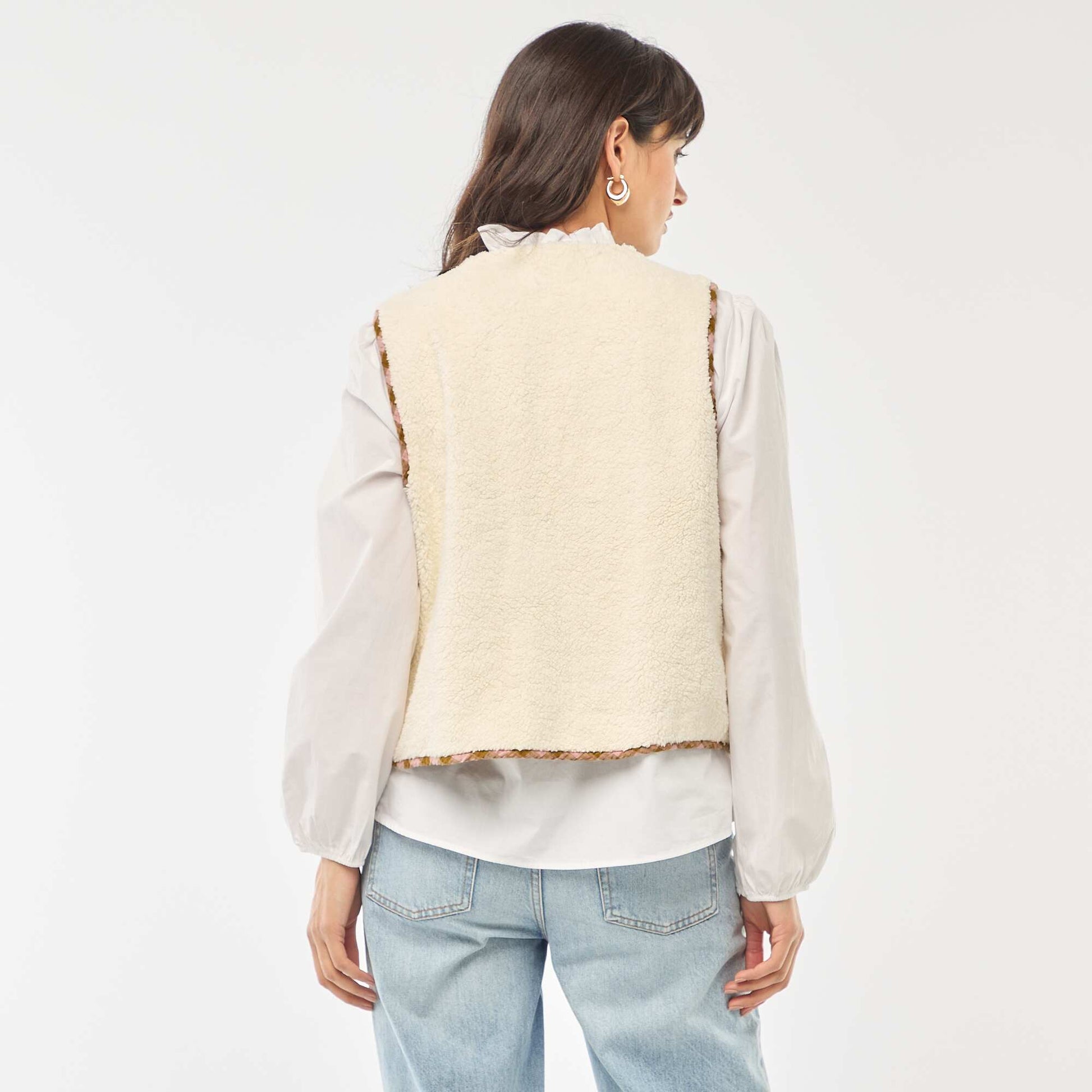Veste sans manches réversible à carreaux ROSE