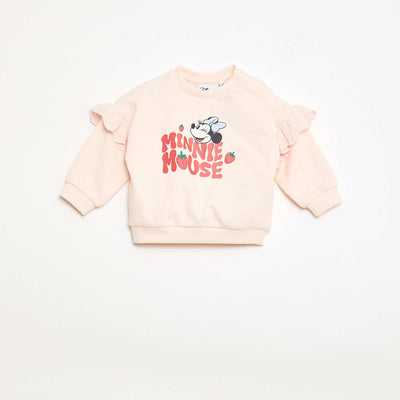 Sweat 'Minnie' 'Disney' à manches longues avec volants brodés ROSE