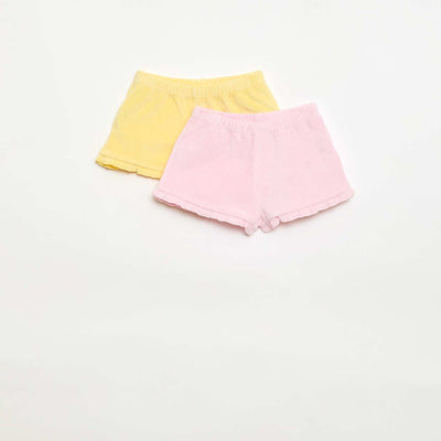 Lot de 2 shorts unis à volants en éponge JAUNE