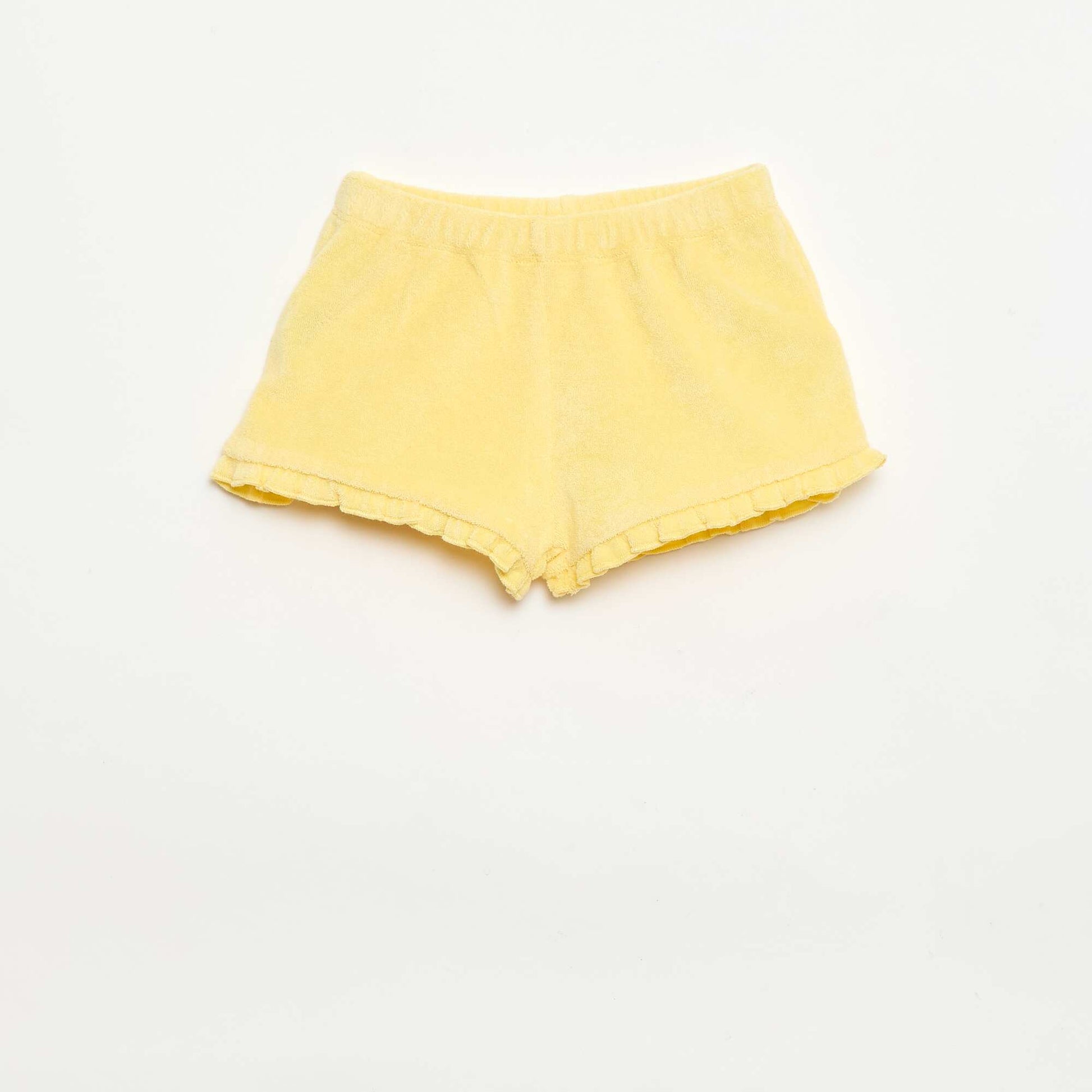 Lot de 2 shorts unis à volants en éponge JAUNE