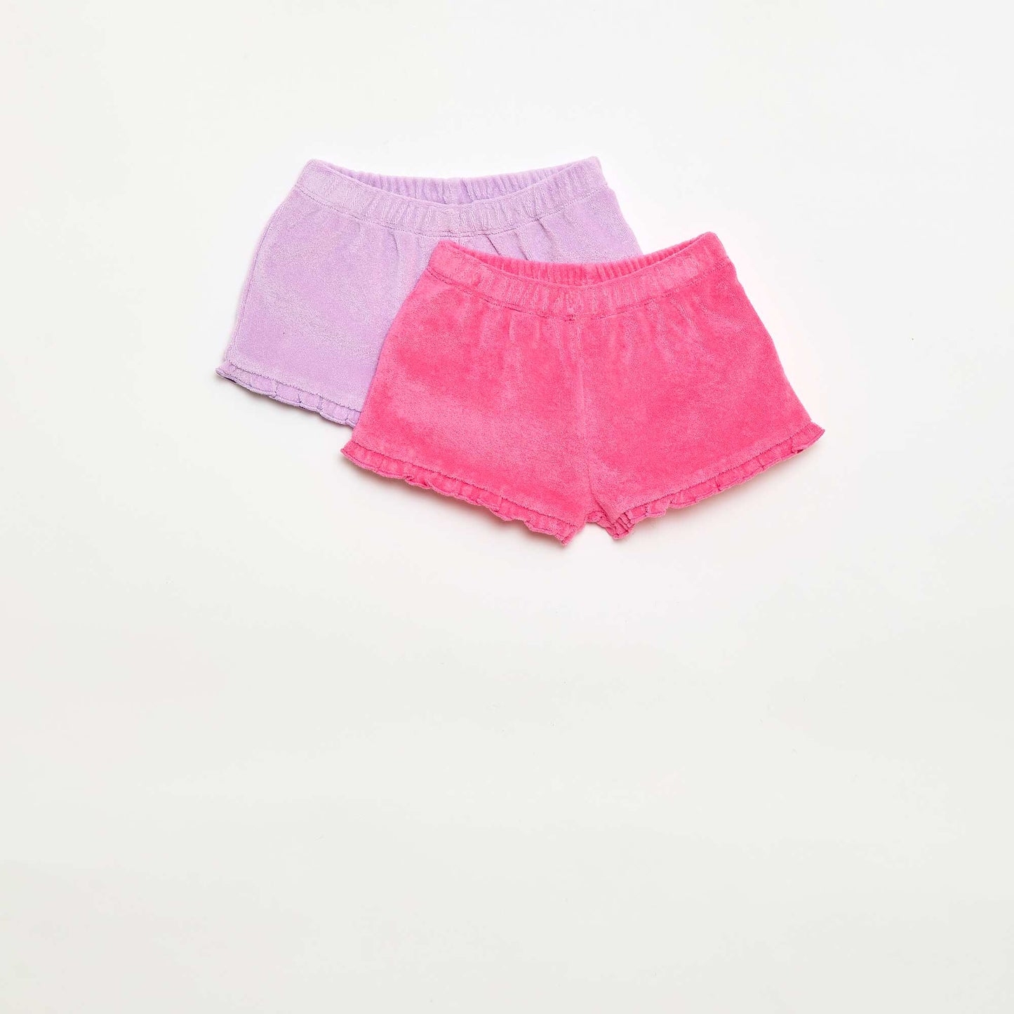 Lot de 2 shorts unis à volants en éponge VIOLET