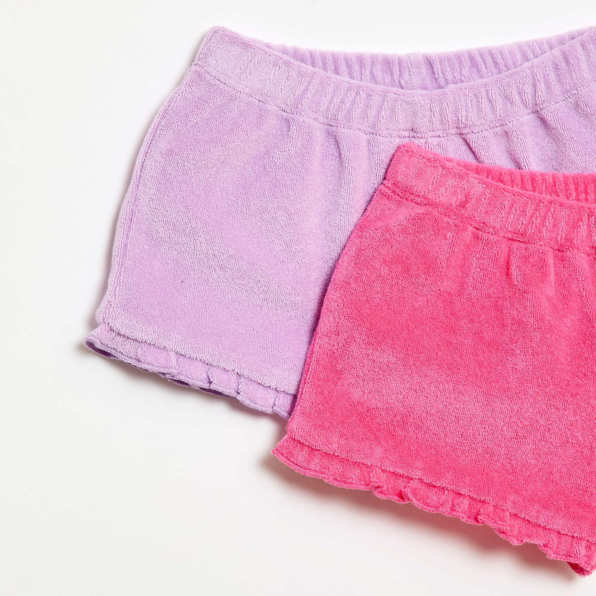 Lot de 2 shorts unis à volants en éponge VIOLET