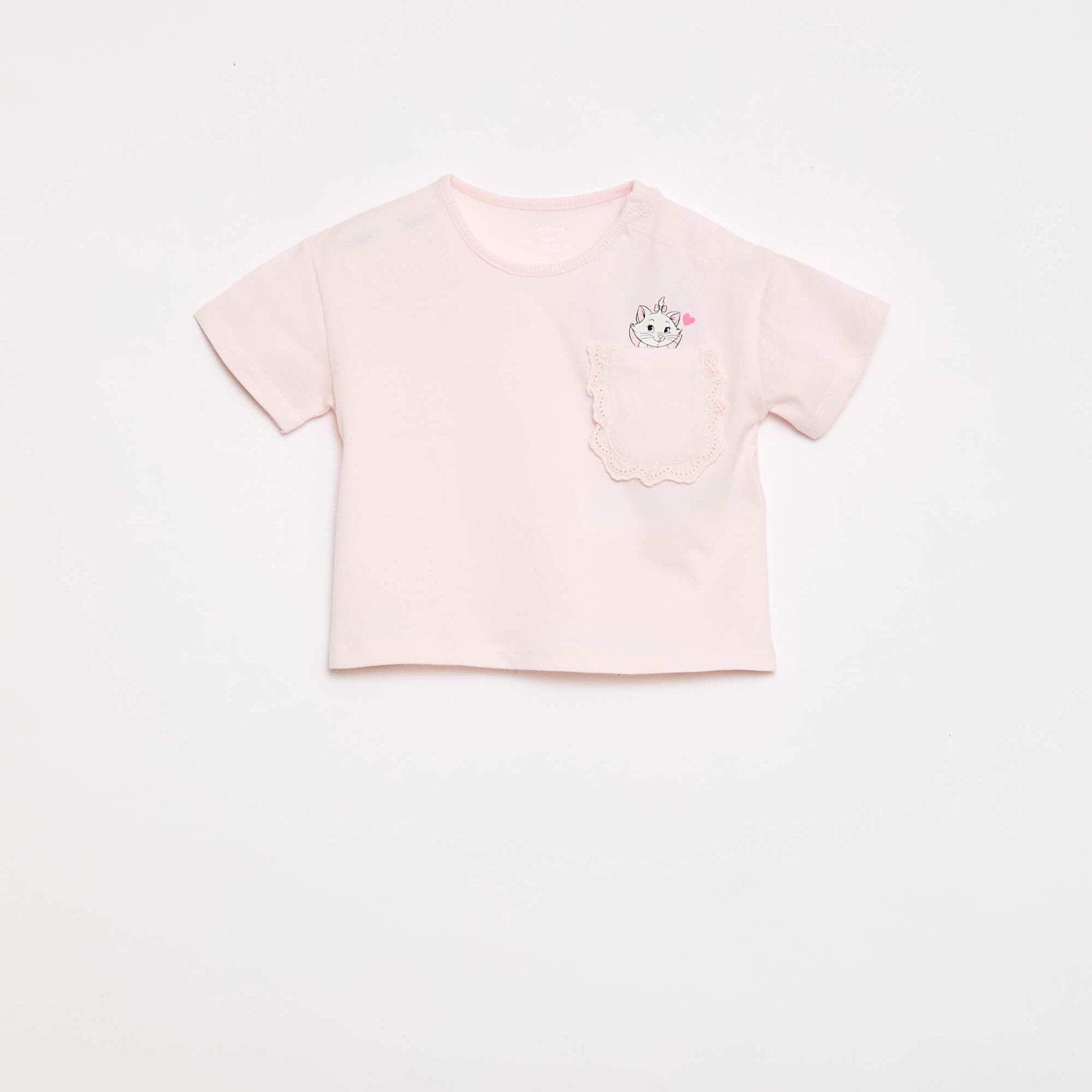 T-shirt 'Marie' 'Disney' à manches courtes et poche volantée ROSE