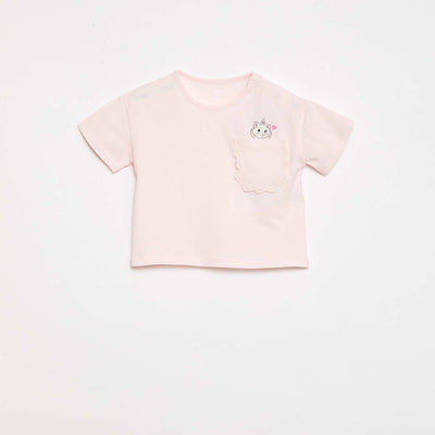 T-shirt 'Marie' 'Disney' à manches courtes et poche volantée ROSE