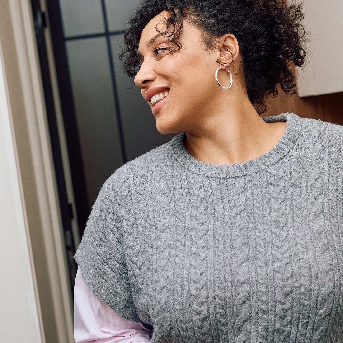Pull 2-en-1 avec chemise GRIS/ROSE