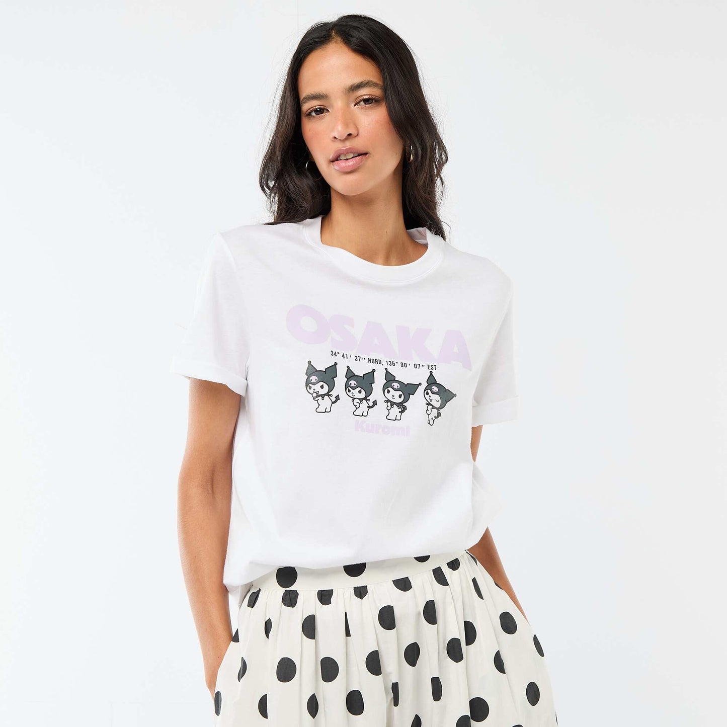 T-shirt imprimé 'Kuromi' à manches courtes BLANC