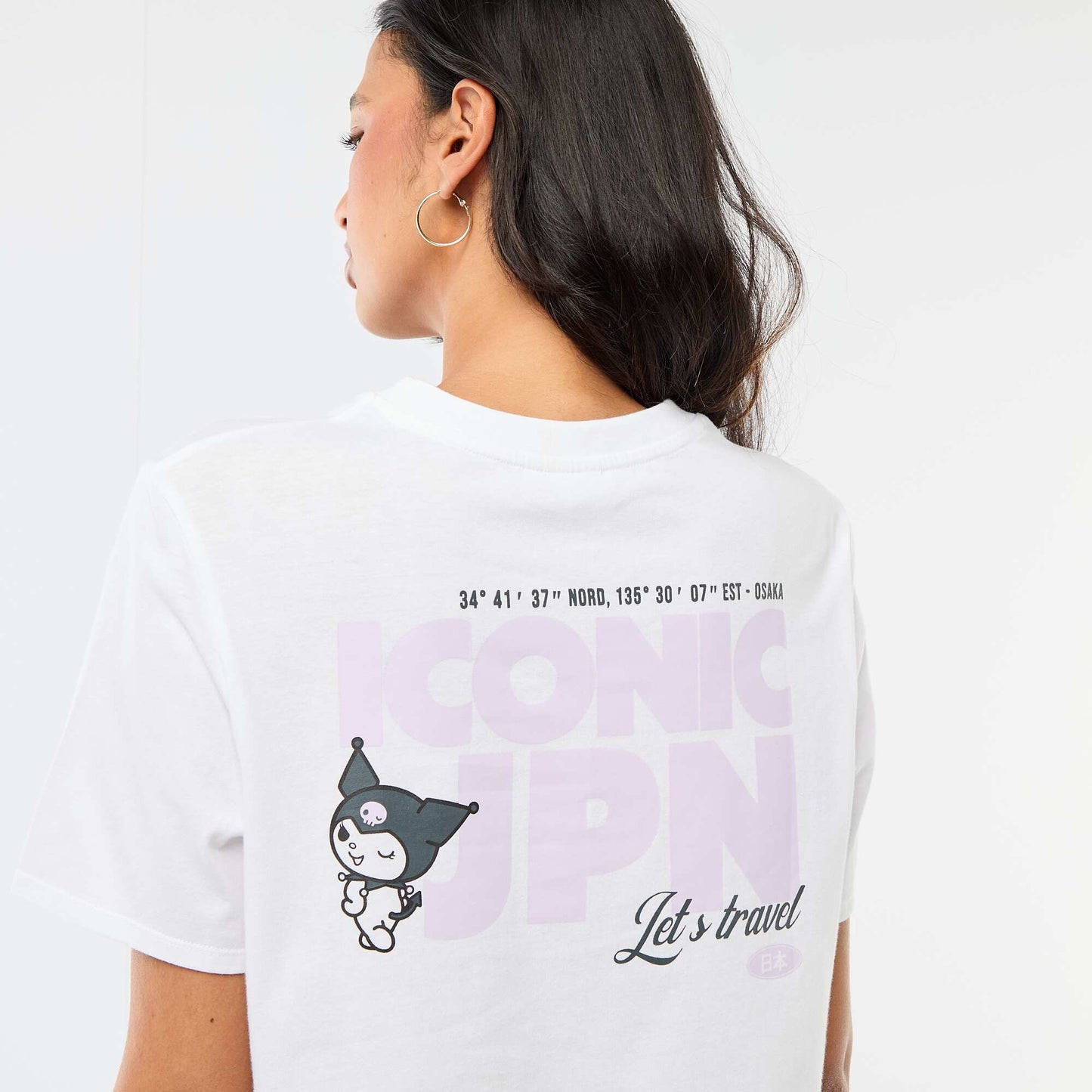 T-shirt imprimé 'Kuromi' à manches courtes BLANC