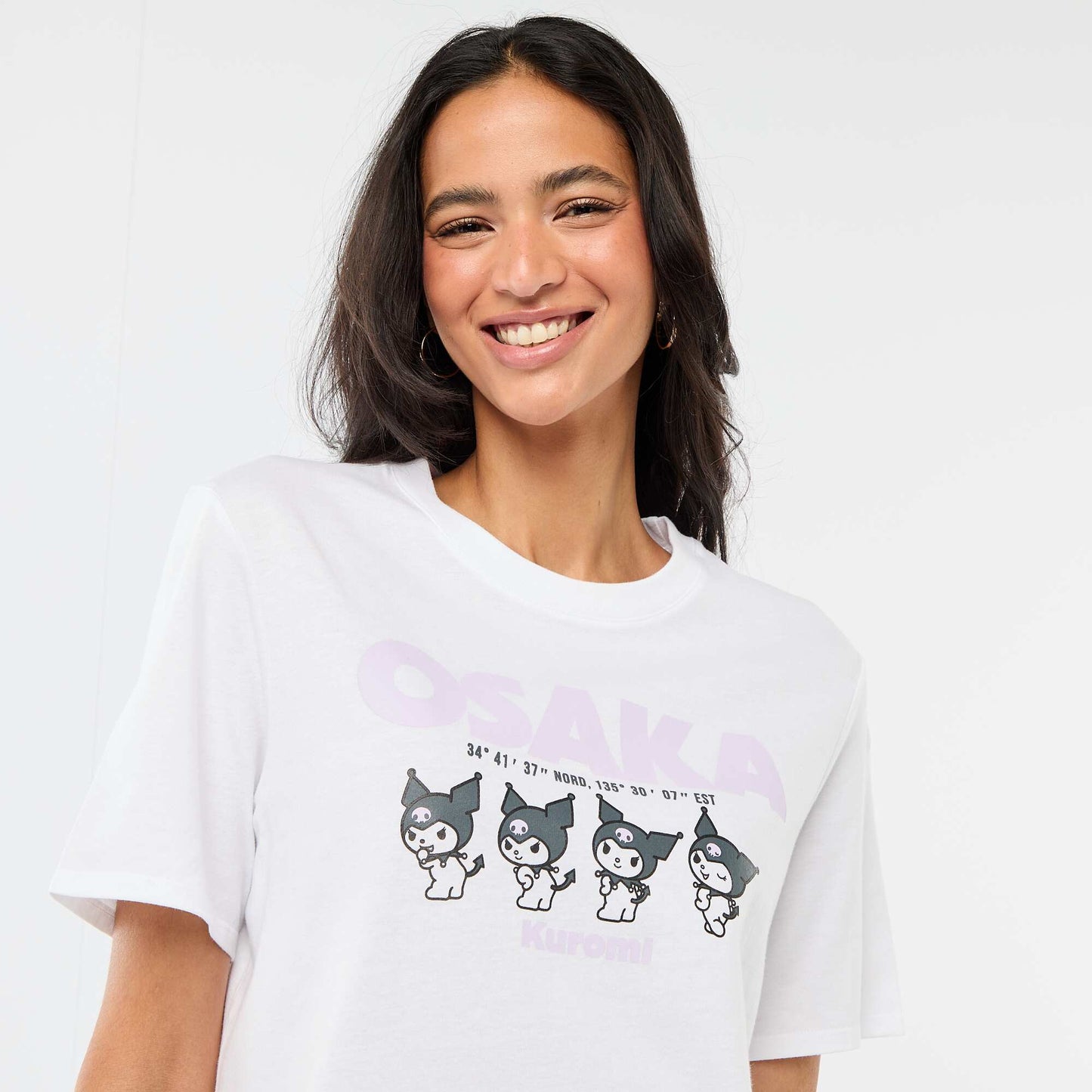 T-shirt imprimé 'Kuromi' à manches courtes BLANC